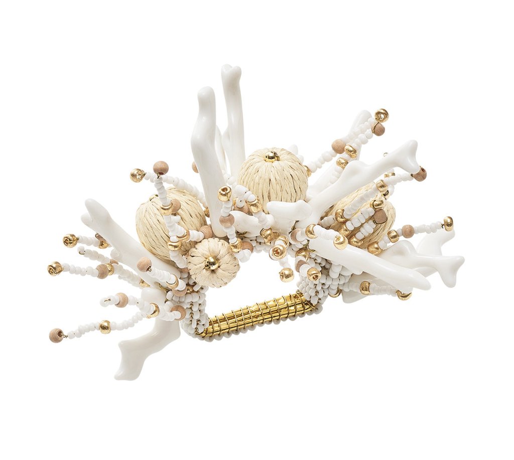 Elegant Coral Spray Napkin Rings Set of 4 - Perfect for Wedding, Dinner Party & Holiday Table Decor
