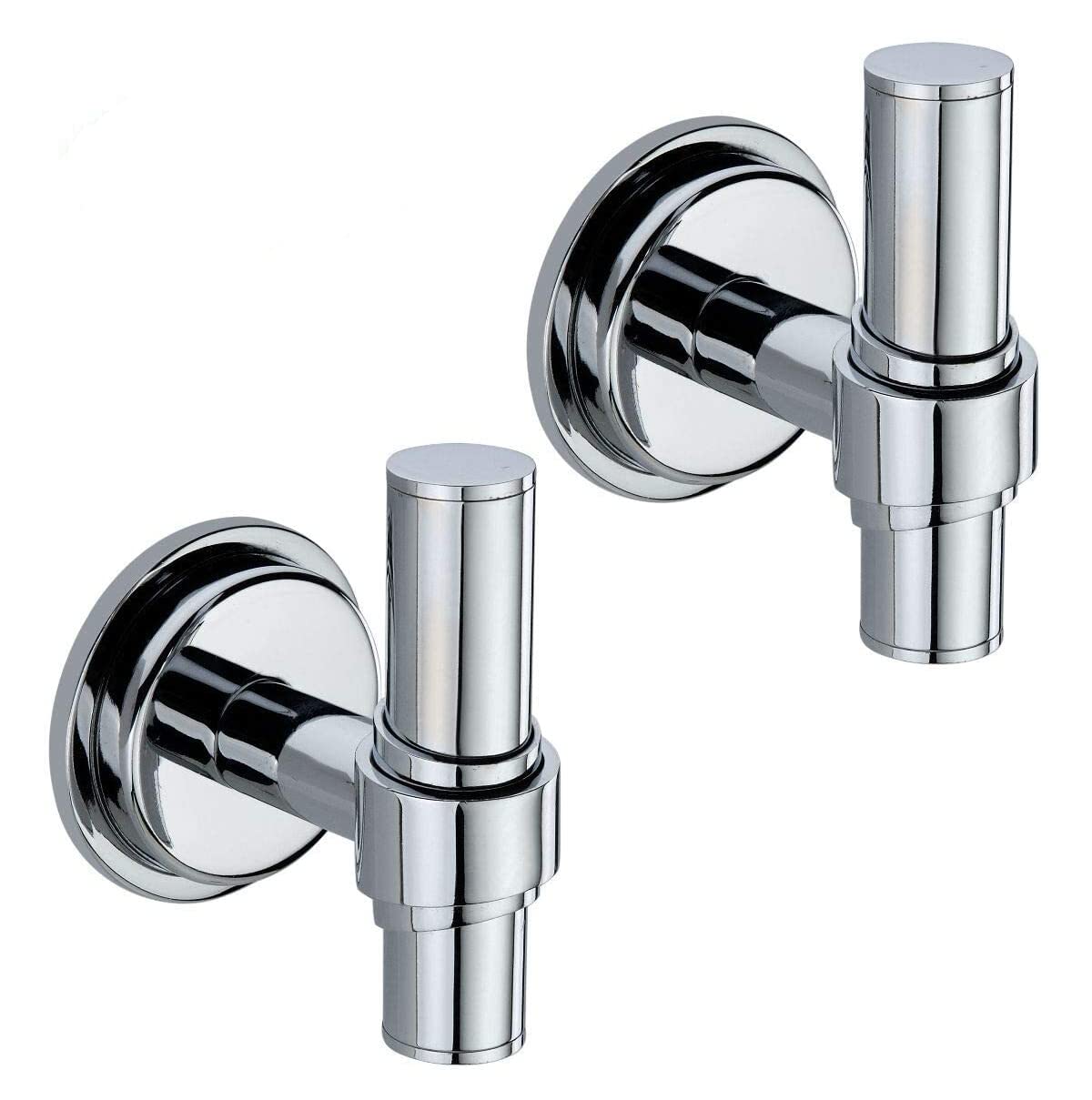 Premium Brass Bath Towel Hooks (2-Pack) - Heavy Duty Wall Hooks for Towels, Robes & Coats | Elegant Polished Chrome Finish | Perfect for Bathroom, Bedroom & Kitchen Organization | Durable & Stylish Home Decor Accessory