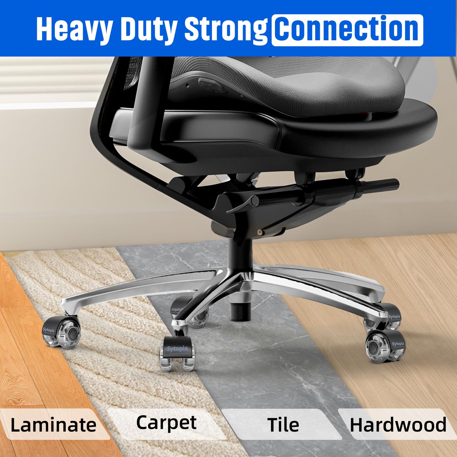 2 Inch Office Chair Wheels - 5 Pack Universal Caster Wheels for Desk Chairs (11x22mm) - Smooth Rolling & Quiet on Carpet & Hardwood Floors - Grey - Perfect for Home Office, Conference Rooms & Workstations