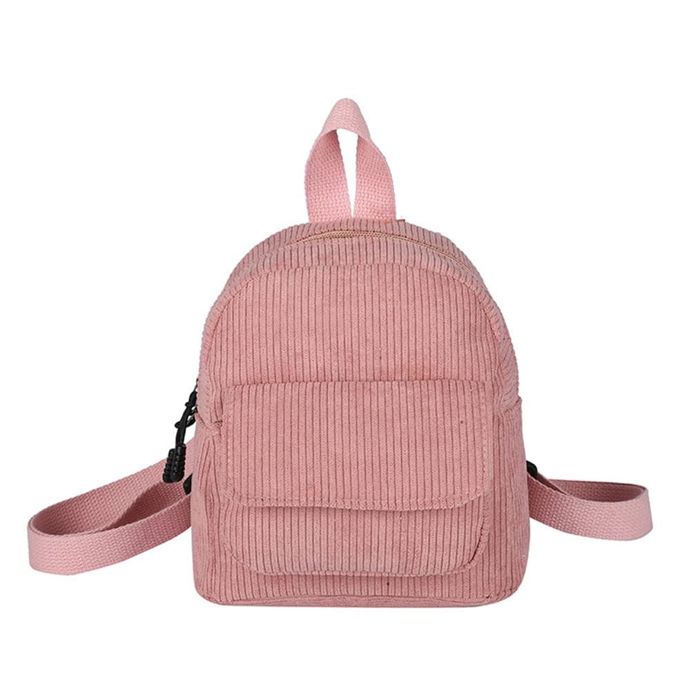 Stylish Mini Corduroy Backpack Purse for Women - Cute Small Backpack with Adjustable Straps, Lightweight & Durable (Pink) - Perfect for Travel, Shopping & Daily Use