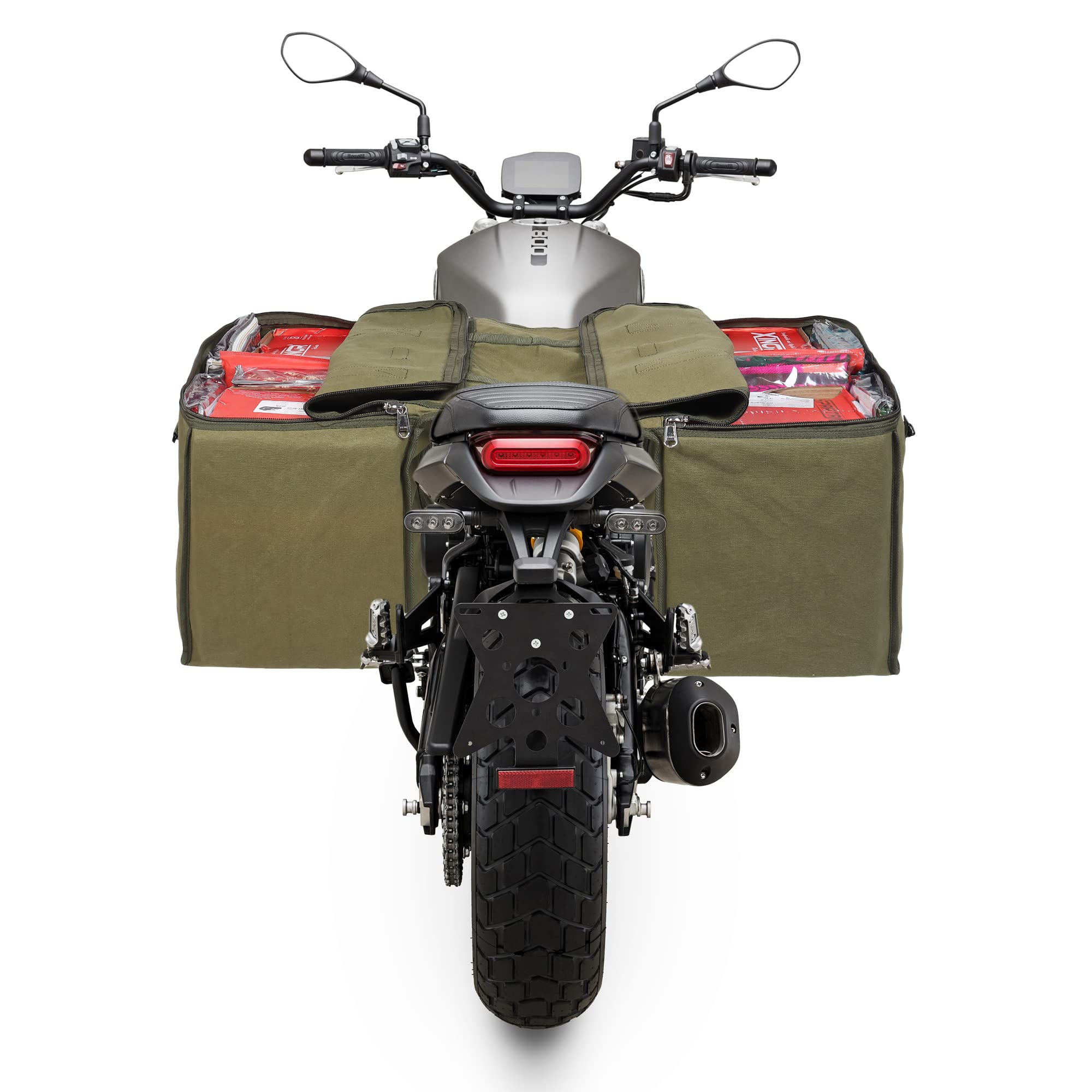 ZEALOUS Heavy Duty Waterproof Canvas Bike Pannier Bag - Dual Side Bicycle Saddlebags for Commuting & Touring - Motorcycle Storage Bag with Secure Zipper (Large Size) - Perfect for Urban Cycling, Camping & Outdoor Adventures