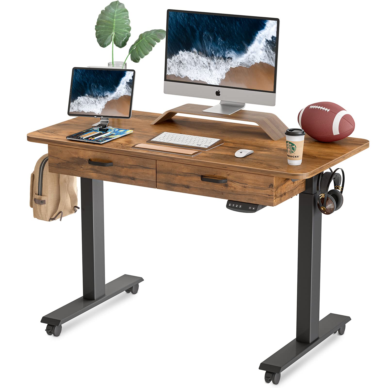 BANTI Adjustable Height Electric Standing Desk - 48 x 24 Inches Ergonomic Home Office Desk with Memory Function for Work, Study & Gaming | Perfect for Small Spaces & Remote Work