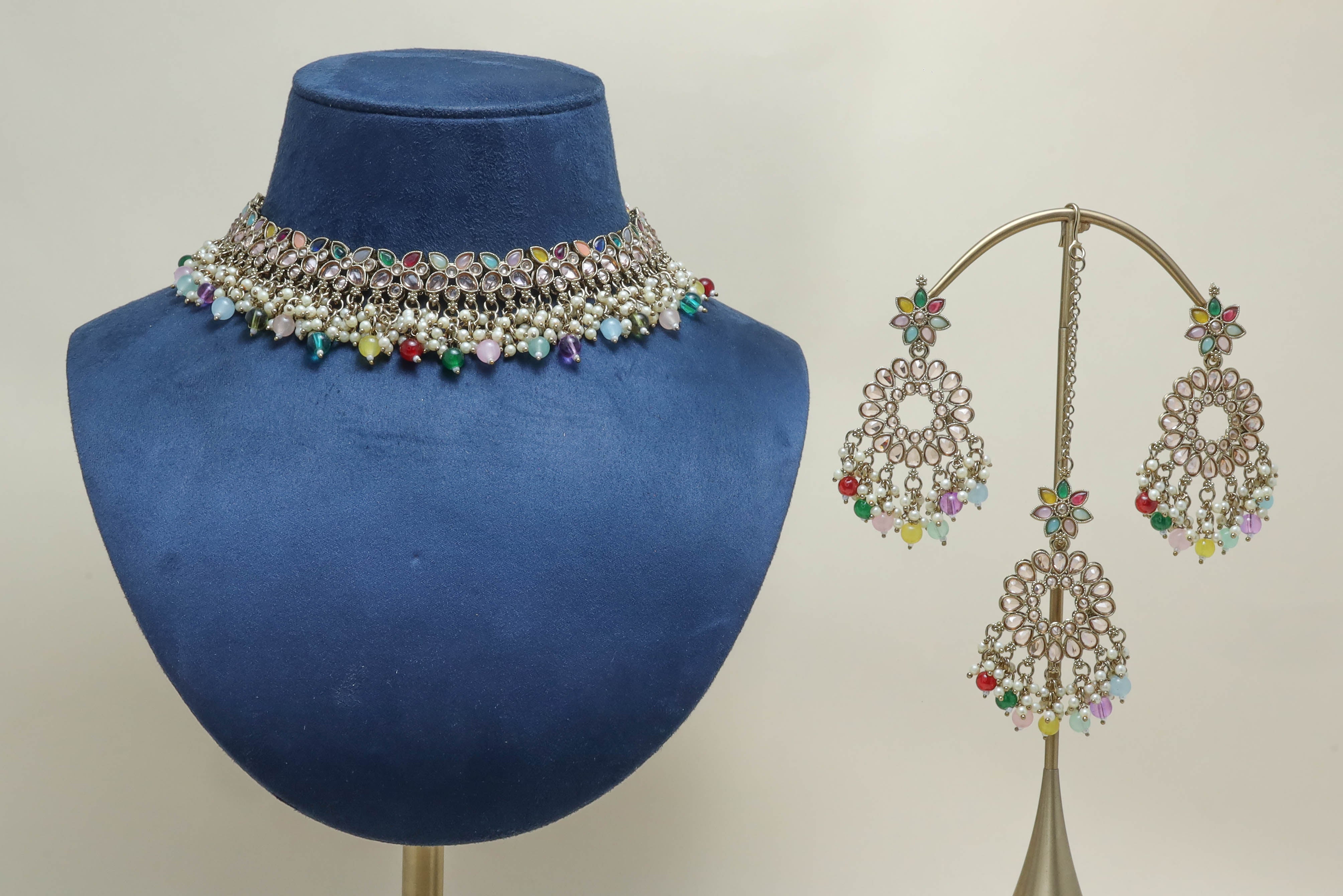ARADHYA POLKI Full Set Jewelry - Exquisite Indian Bridal Necklace Set for Weddings & Special Occasions
