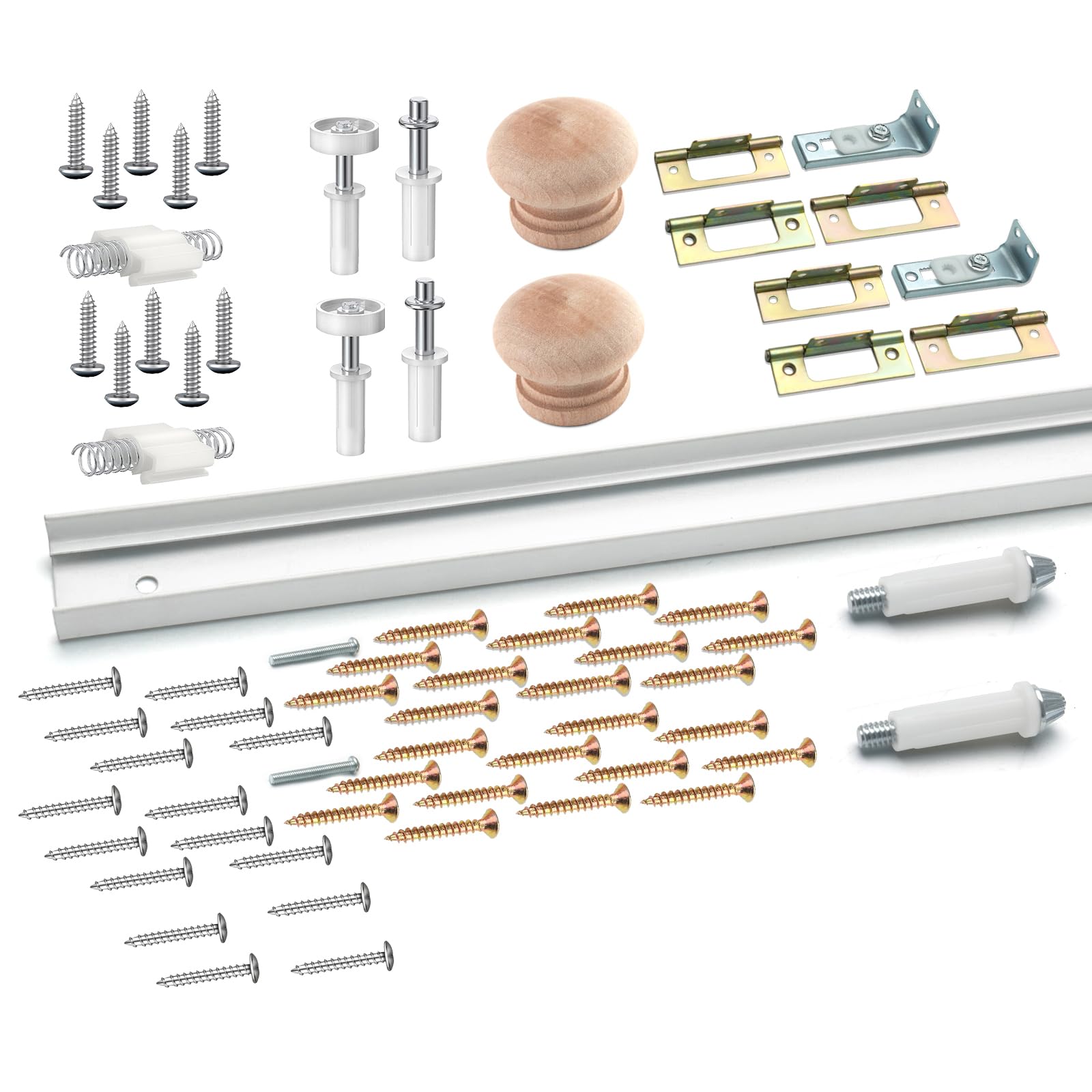 2 Pack White Steel Bifold Closet Track Kit - 48 Inch Length for Smooth Sliding Doors - Perfect for Bedroom, Closet, and Home Organization