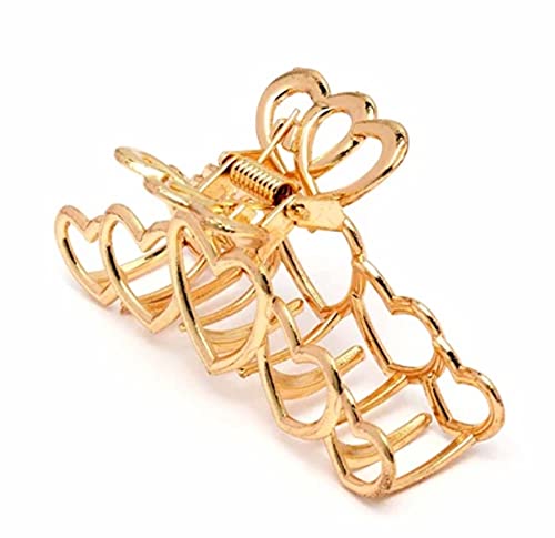 Large Metal Hair Claw Clips for Women - Strong Jaw Clamp Hair Barrettes for Thick Hair, Half Bun Hairpins, Heart-Shaped Hair Accessories for Girls & Women - Perfect for Updos, Ponytails & Everyday Styling