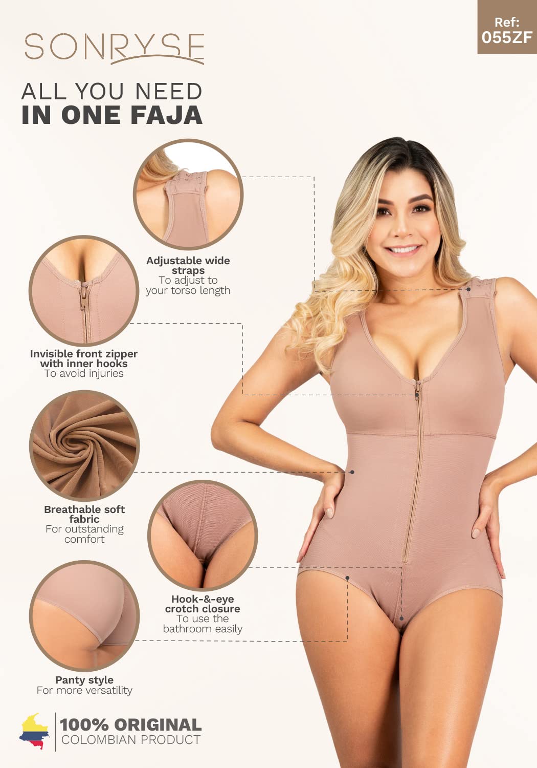 Sonryse Colombian Postpartum Shapewear for Women - Tummy Control & Body Shaping Fajas Reductoras - Postpartum Recovery & Waist Training for New Moms | Perfect for Everyday Wear & Special Occasions