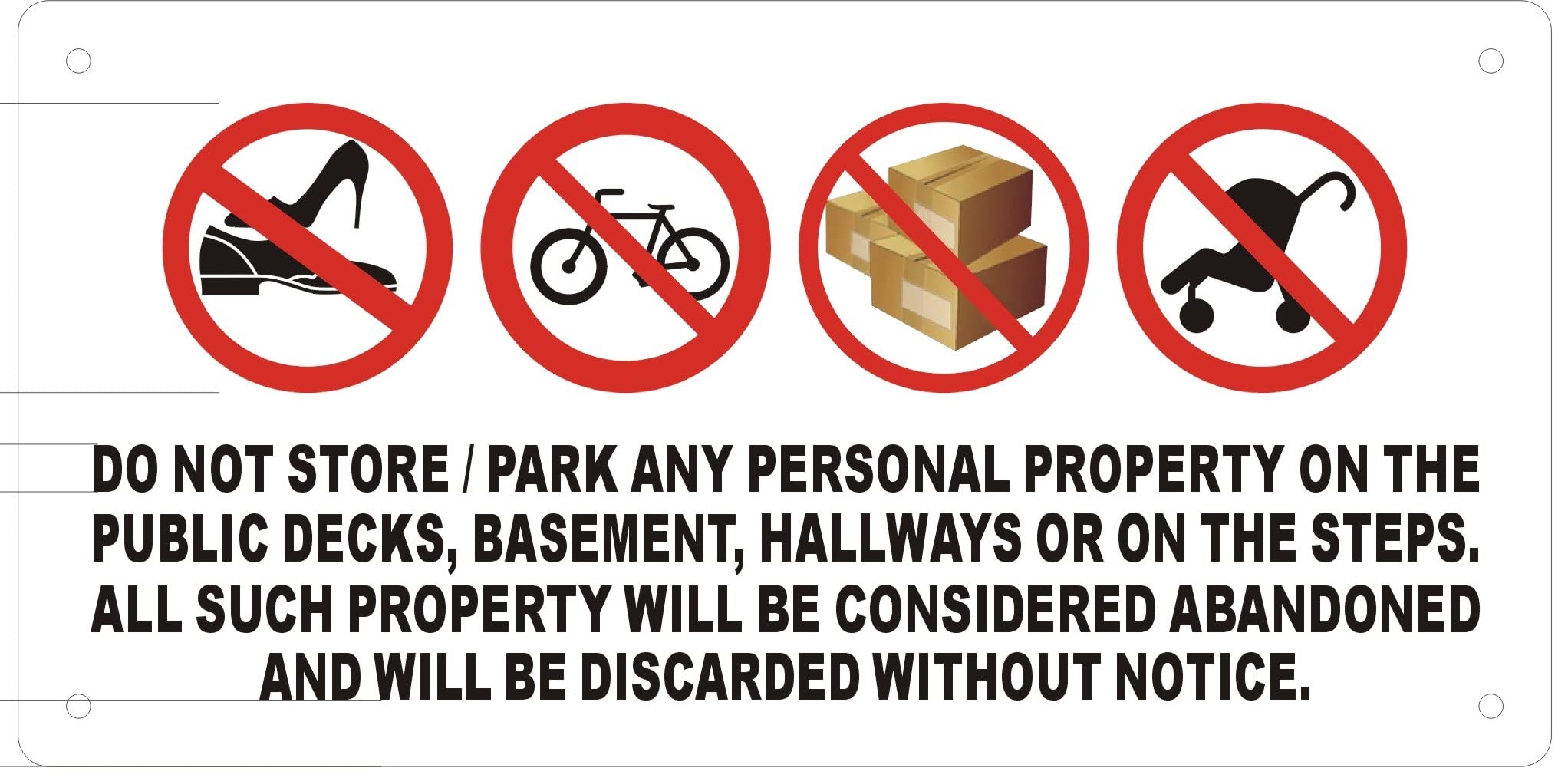 No Storage in Hallway Sign - Durable Aluminum Sign for Home & Office - Perfect for Apartments, Dorms and Public Spaces