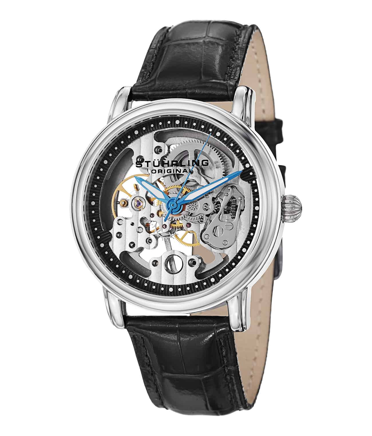 Delphi Mechanical 458G Hand-Wound 40mm Skeleton Watch for Men - Luxury Open-Heart Design, Perfect for Business Meetings & Formal Events