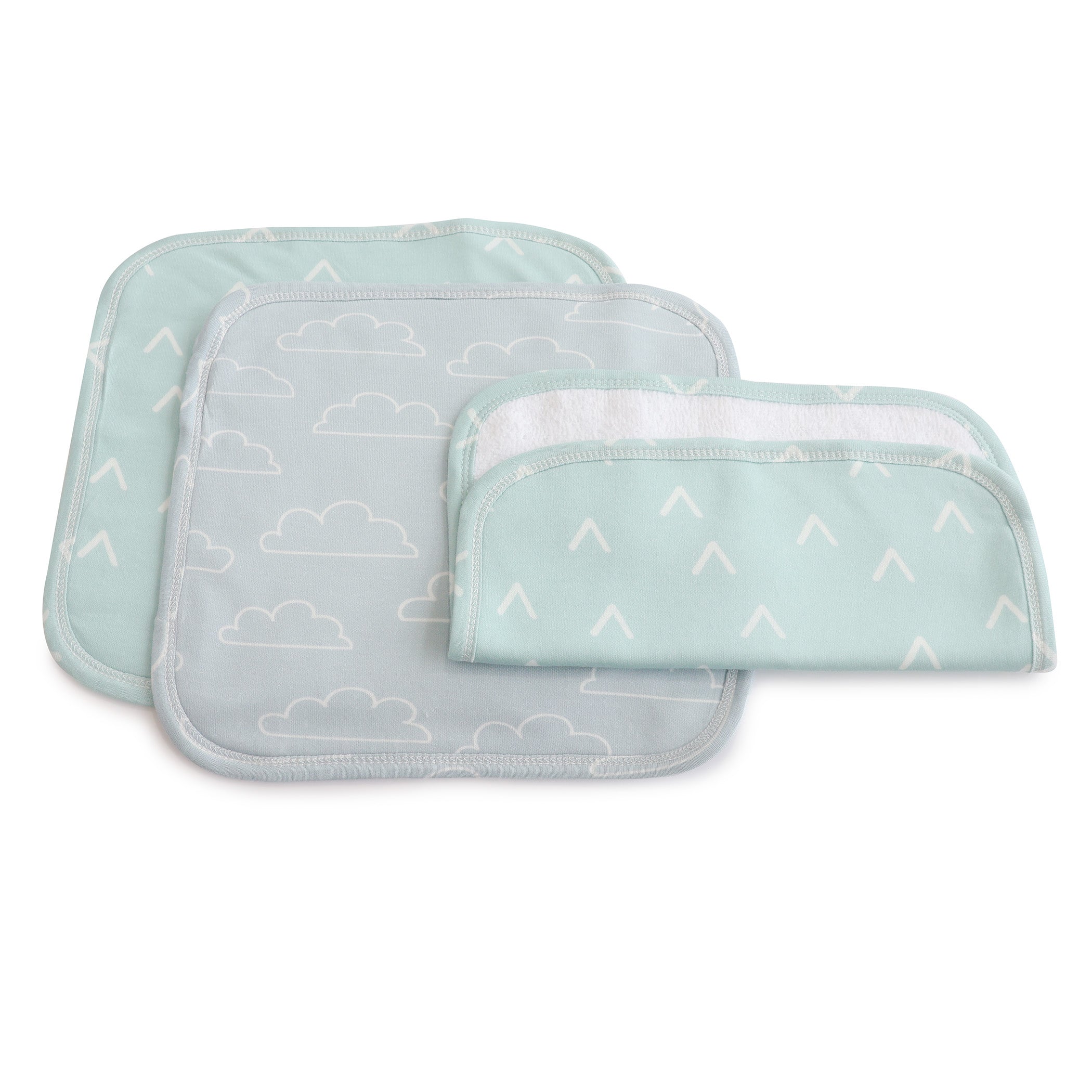 Nordic 3-Pack Wash Cloths - Dusty Sky & Mint Colors | Soft Bath & Kitchen Towels for Gentle Cleaning & Spa Days