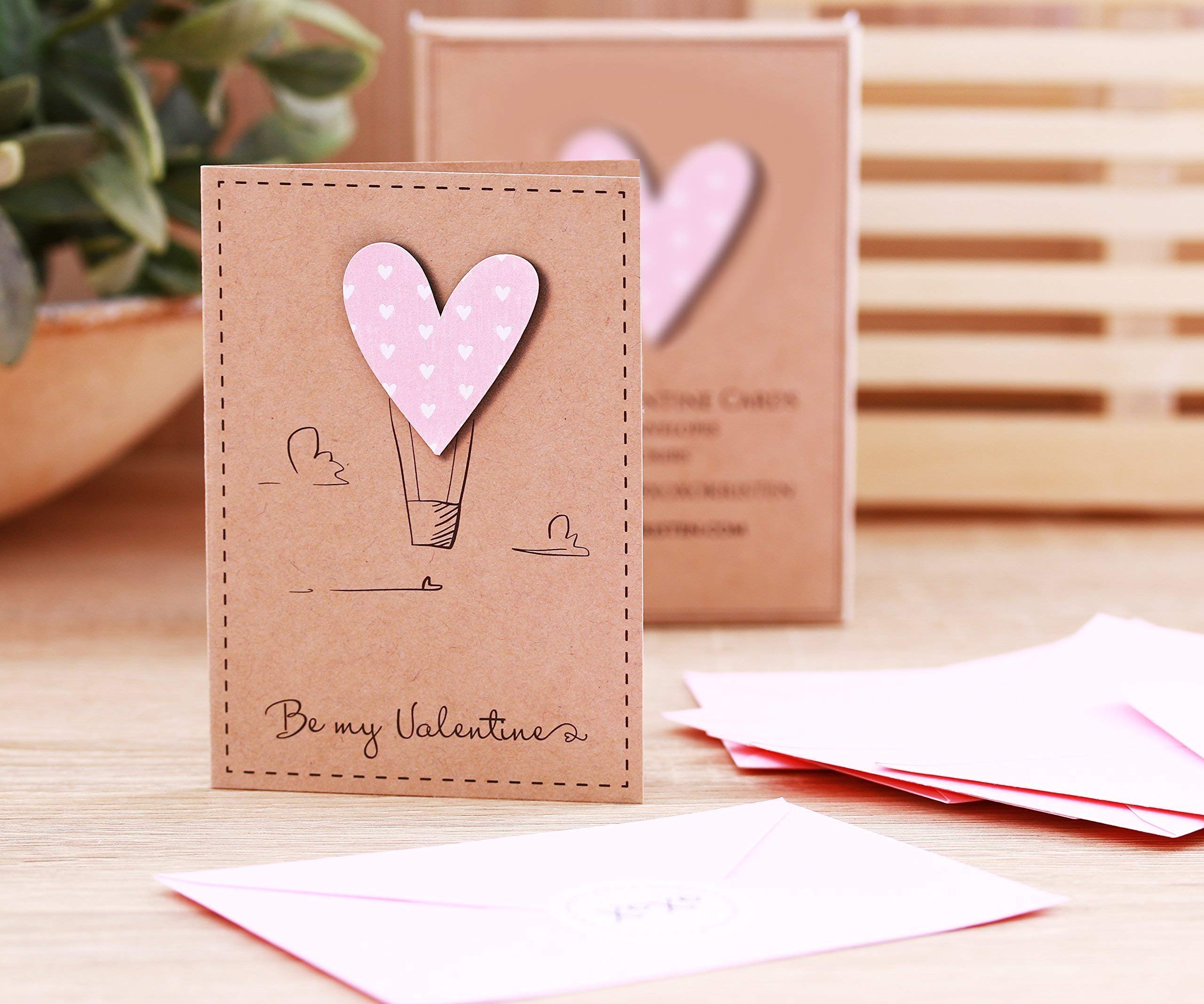 Valentine's Day Cards for Kids - 12 Pack Classroom Valentine Cards with Pink Heart Balloons, Envelopes & Stickers - Perfect for School Exchanges, Party Favors & Classroom Activities