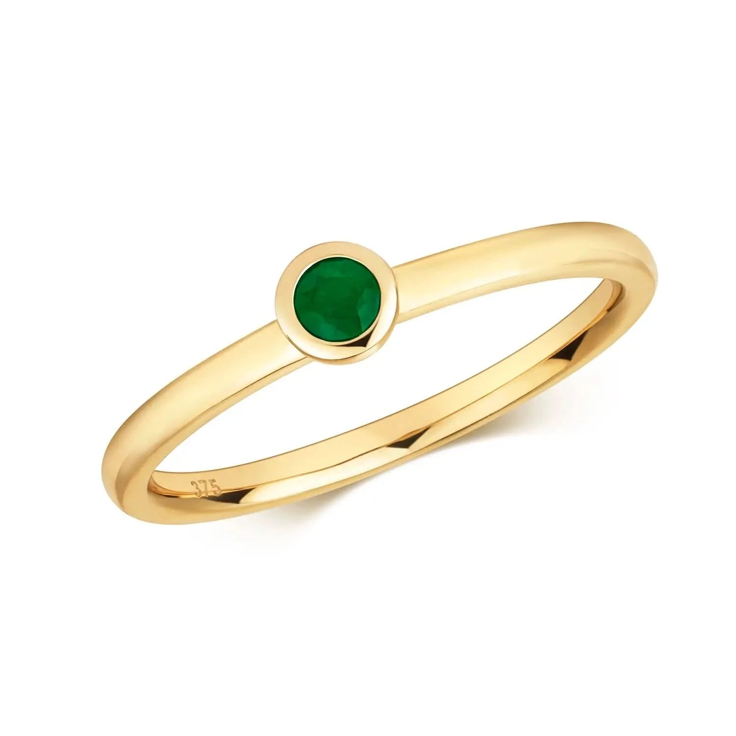 Emerald Solid Gold Birthstone Ring for Women - Genuine 14K Gold June Birthstone Ring - Perfect Gift for Birthday, Anniversary & Mother's Day Jewelry