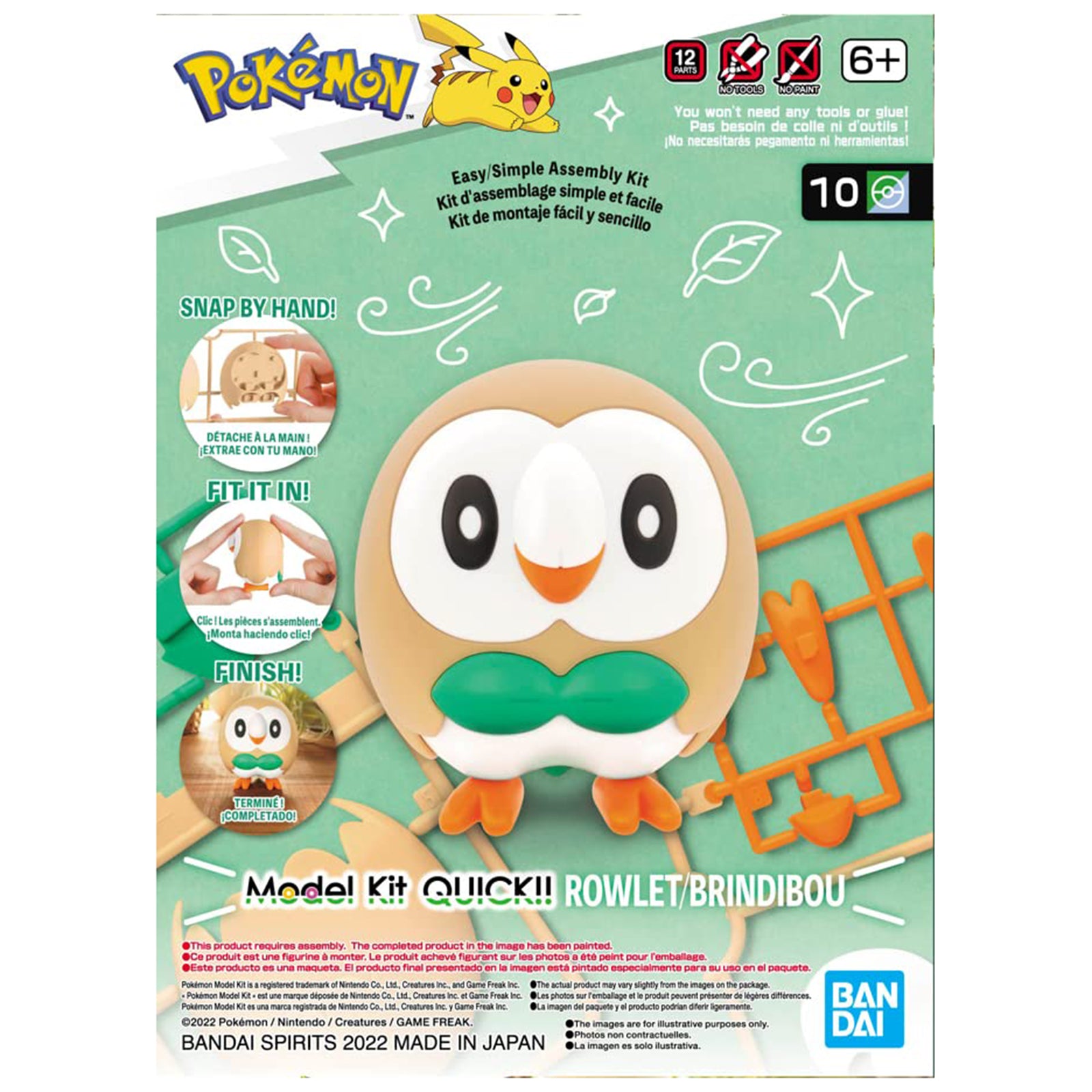 Bandai Pokemon Quick!! Rowlet Model Kit - Build & Collectible Figure for Kids & Adults - Perfect for Display, Gifts & Pokemon Battles