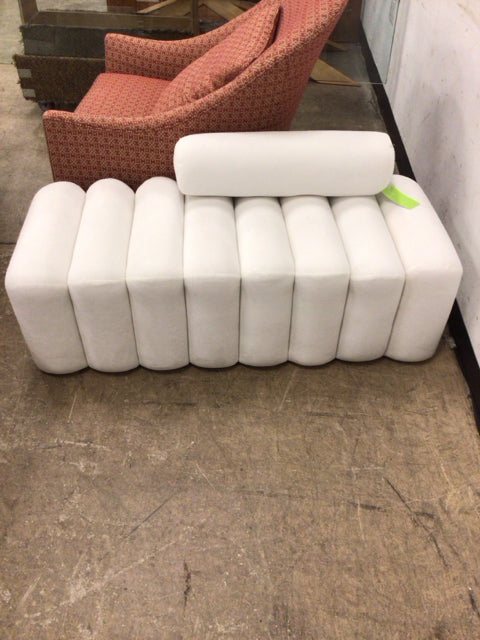 White Fluted Homary Bench - Modern Wooden Entryway Bench with Storage, Perfect for Hallway, Living Room & Bedroom Decor
