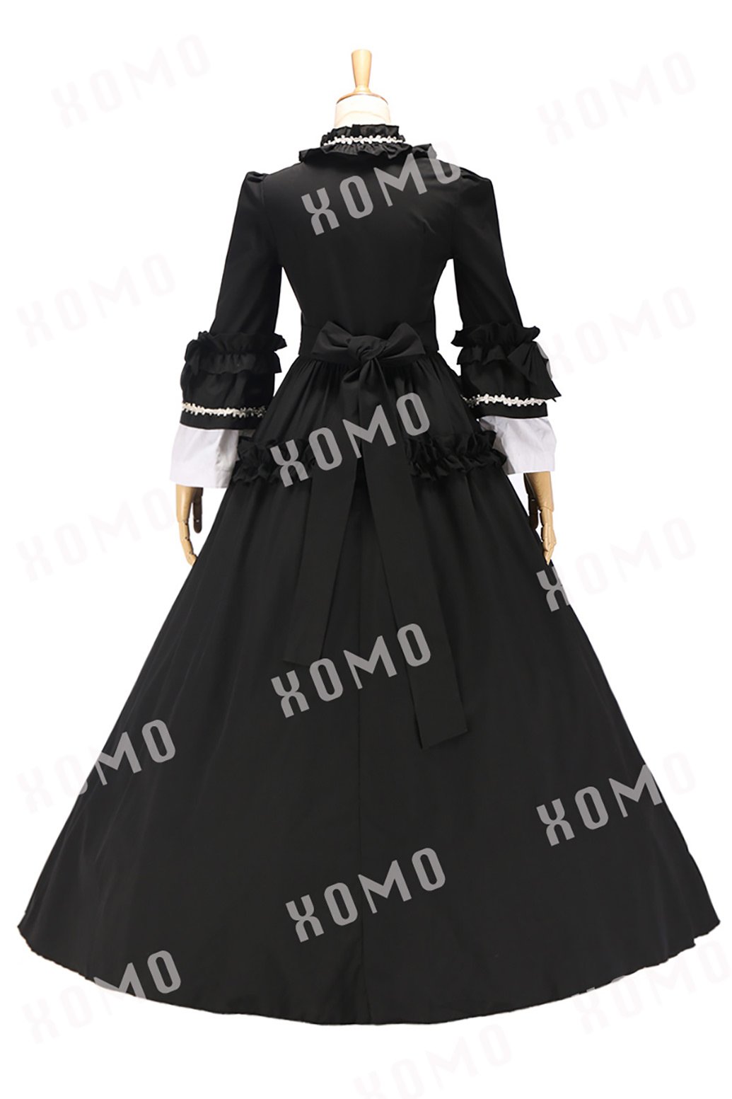 Elegant Colonial Renaissance Vintage Gothic Lolita Ball Gown - Black & White Cotton Dress for Cosplay, Tea Parties & Victorian Events