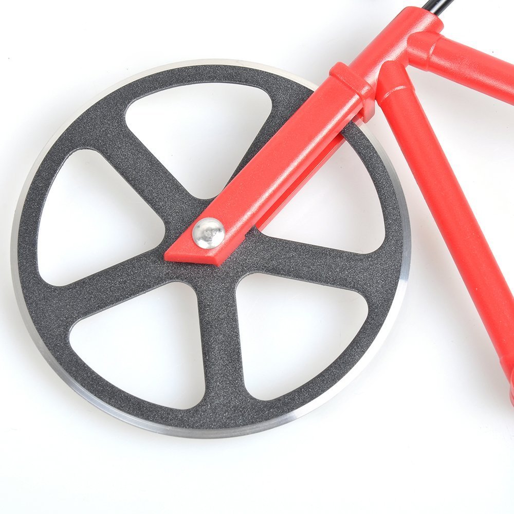 Stainless Steel Pizza Cutter with Dual Wheels & Display Stand - Professional Kitchen Tool for Perfect Pizza Slicing - Ideal for Home Baking, Restaurants, and Pizza Parties (Red)