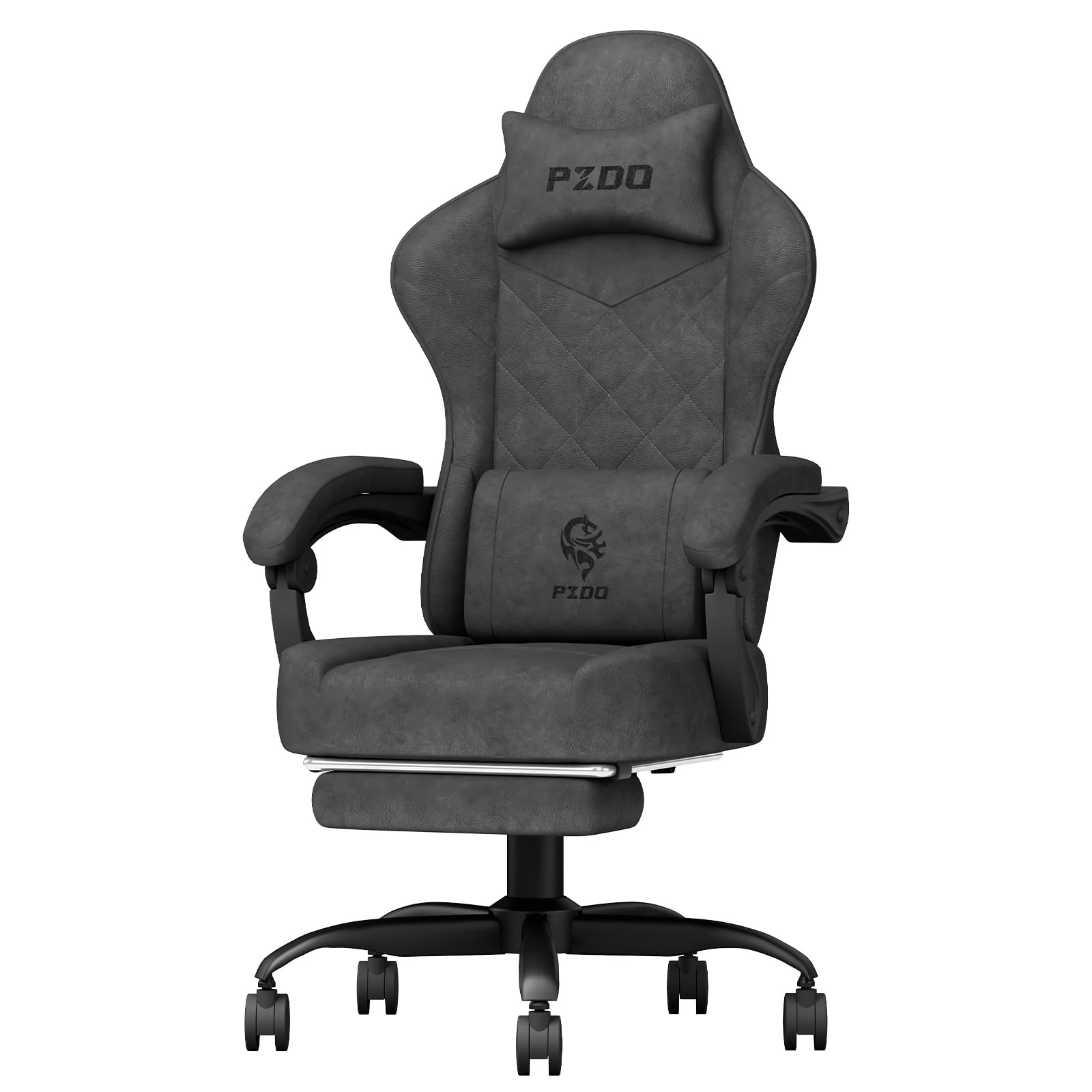Ergonomic Gaming Chair for Adults with Footrest & Lumbar Support - High Back PC Office Chair with Wide Cushion & Recliner - 300LBS Weight Capacity - Black Fabric Computer Chair for Gamers & Teens - Perfect for Esports, Streaming & Home Office Setup