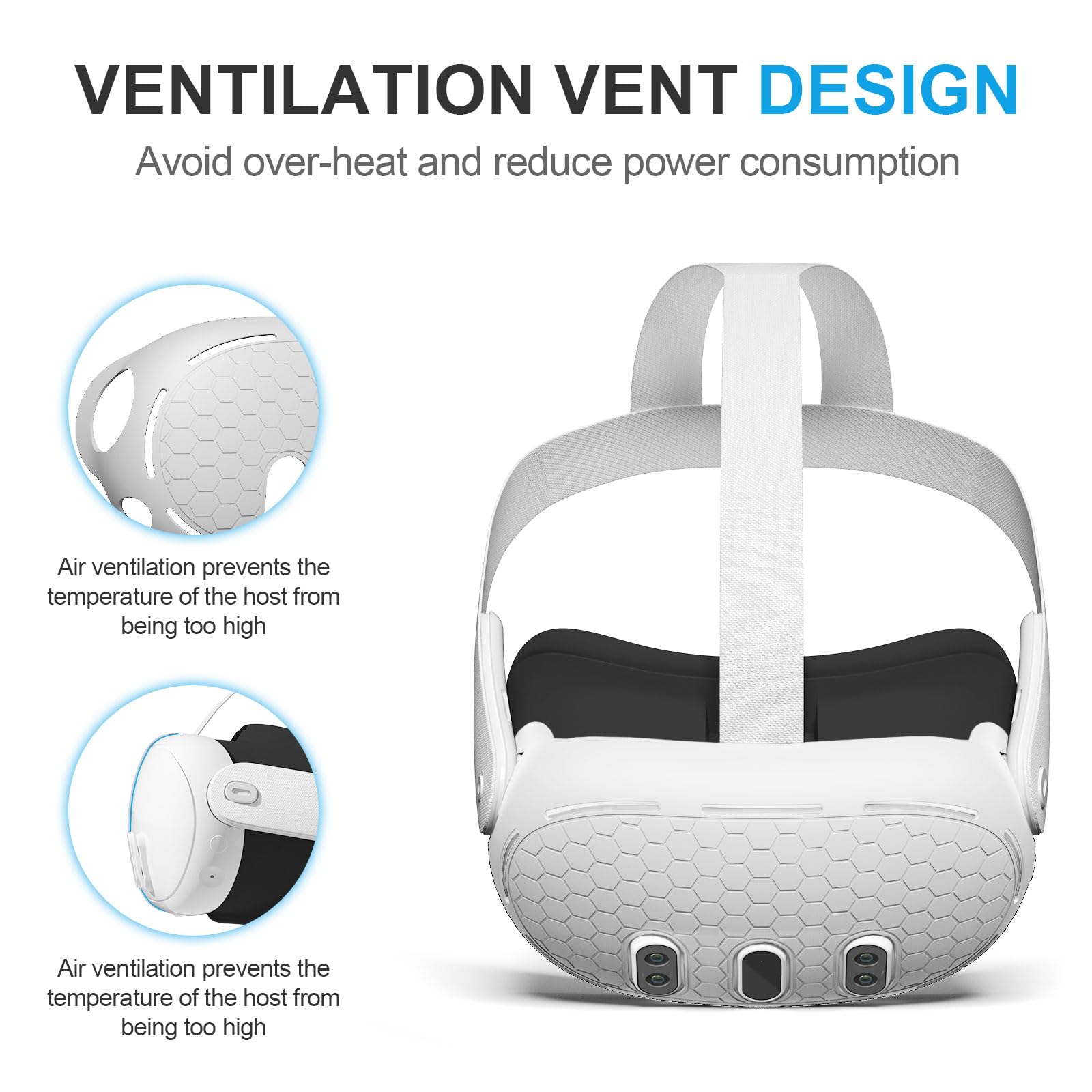 VR Shell Cover for Meta Quest 3 - Anti-Slip Silicone Headset Protector | Protective Case Accessories for Quest 3 (Gray) | Perfect for Gaming, VR Fitness & Home Entertainment