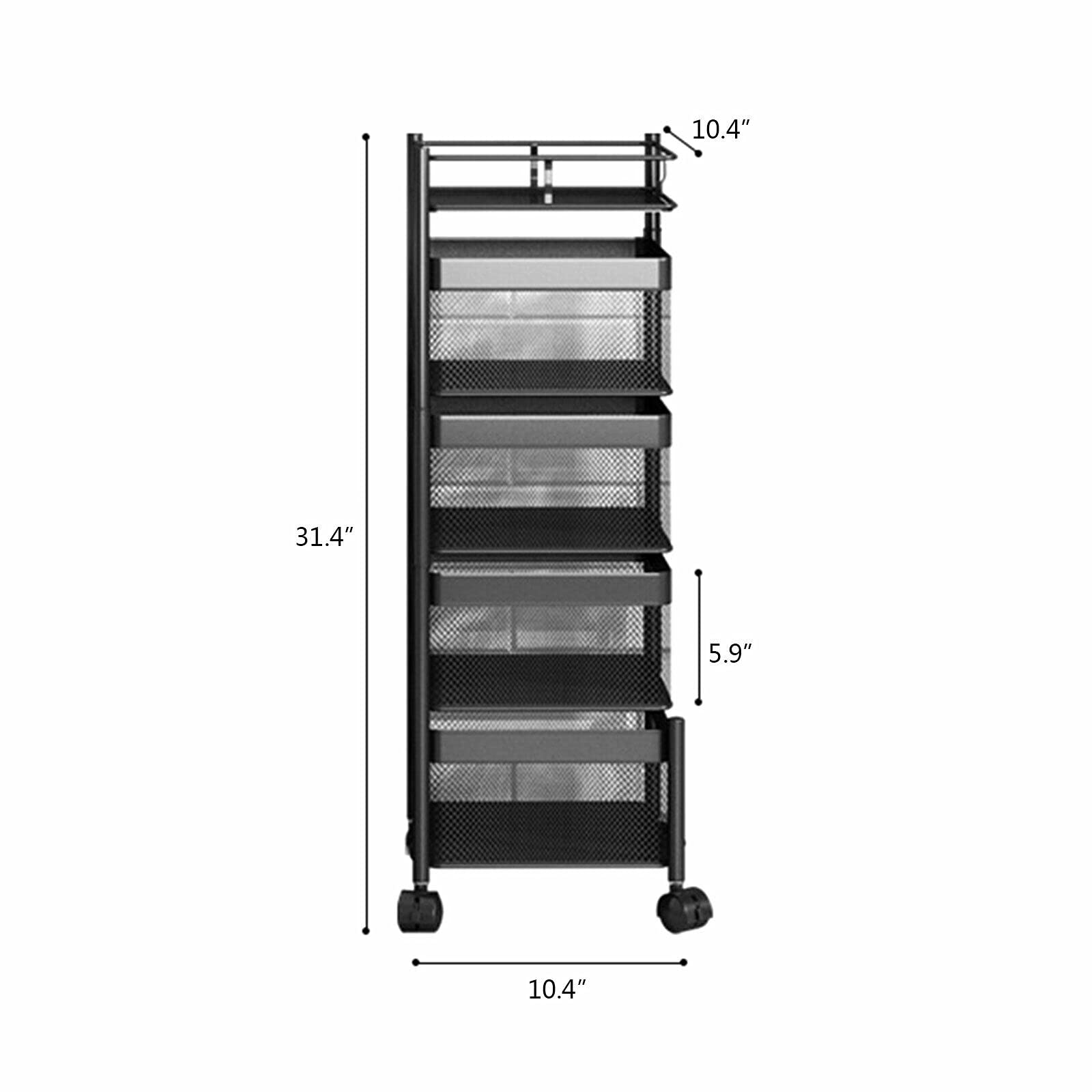 TFCFL DENESTUS 4-Tier Square Kitchen Shelf - Rotating Storage Rack for Vegetables, Spices & Pantry Items - Space-Saving Floor Standing Organizer for Kitchen, Living Room & Bathroom - Durable Multi-Layer Household Storage Solution for Small Spaces