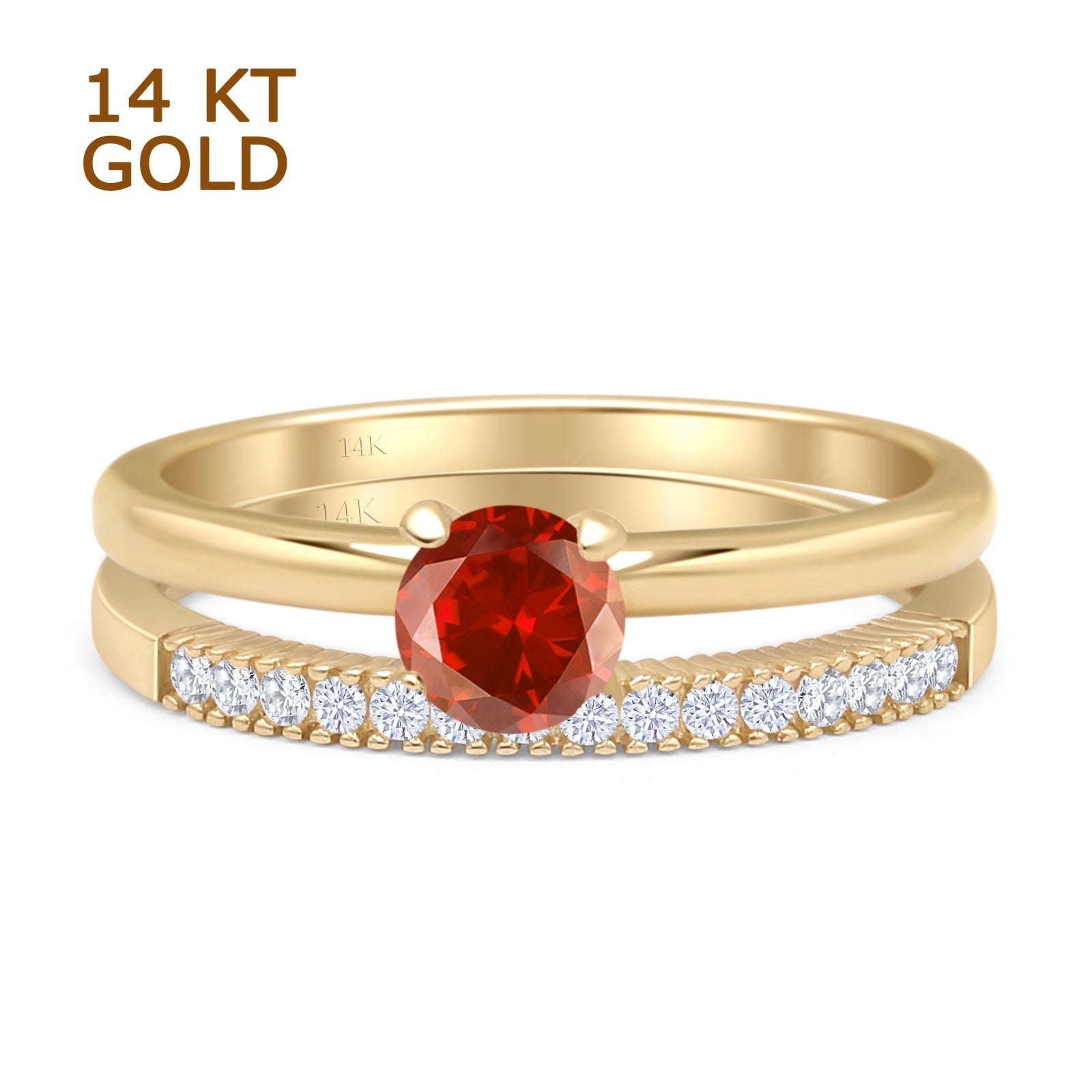 Garnet CZ 14K Yellow Gold