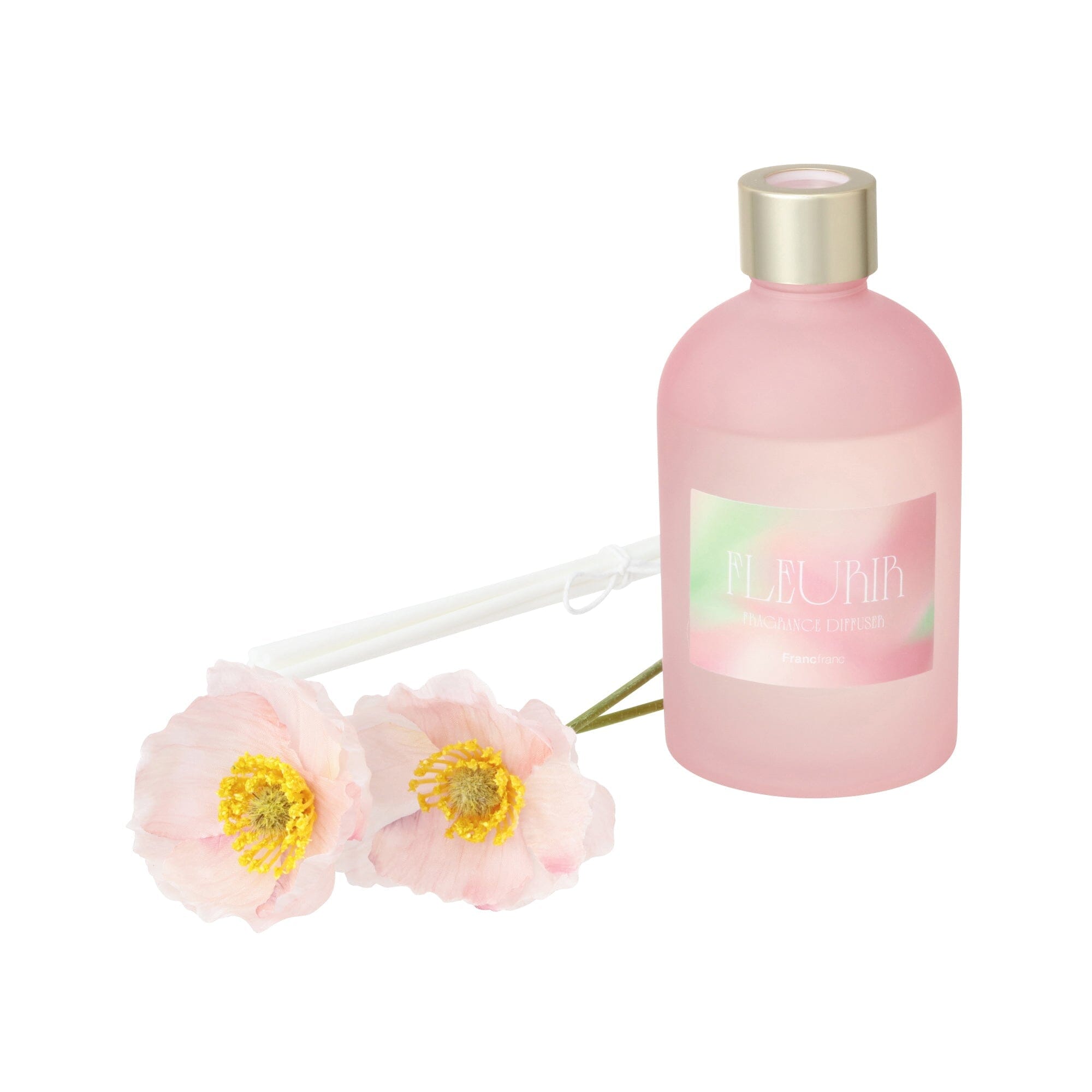 Fleurir Pink Fragrance Diffuser - Deep Amber & Floral Scented Essential Oil Reed Diffuser for Home, Office, Bedroom & Bathroom Aromatherapy
