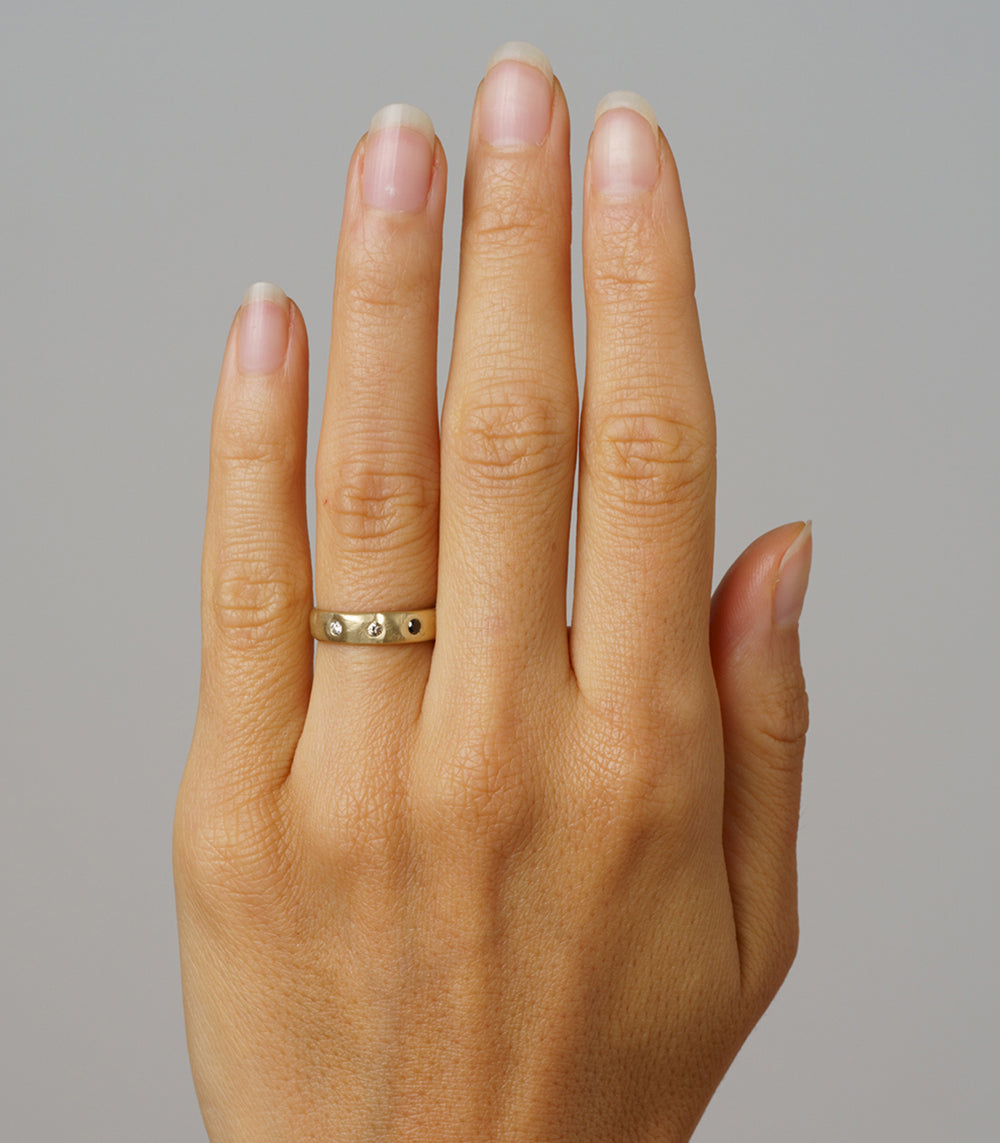 Organic Diamond Wedding Band for Men & Women - Unisex Textured Ring for Engagement, Anniversary & Everyday Wear