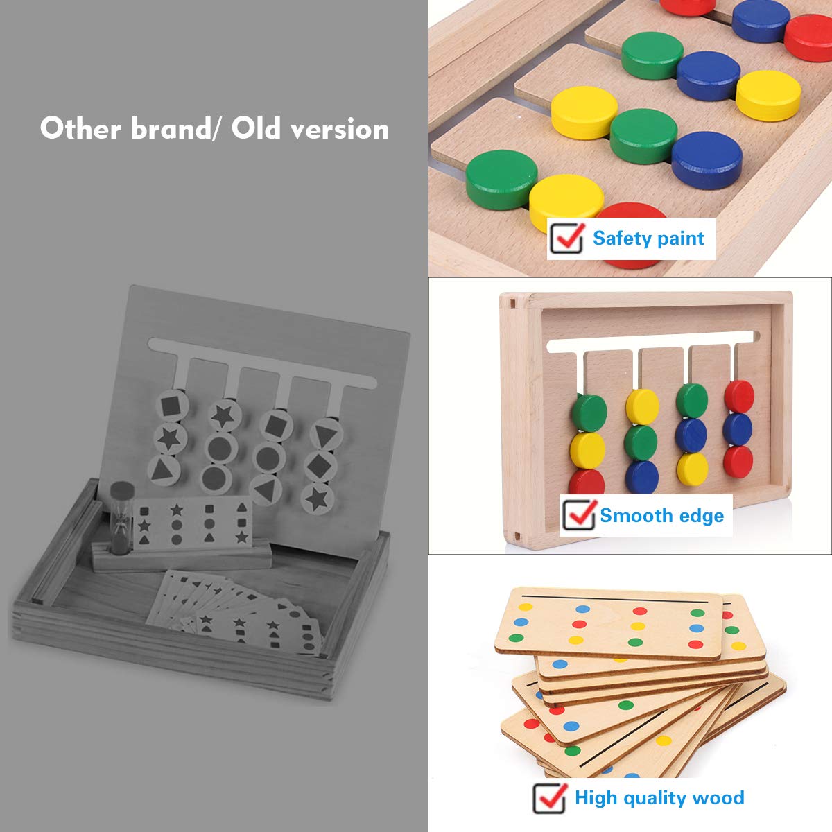 Montessori Wooden Slide Puzzle - Color & Shape Matching Logic Game for Kids Ages 3-7 | Brain Teaser Educational Toy for Preschool Boys & Girls | Airplane Travel Activity & Birthday Gift Idea