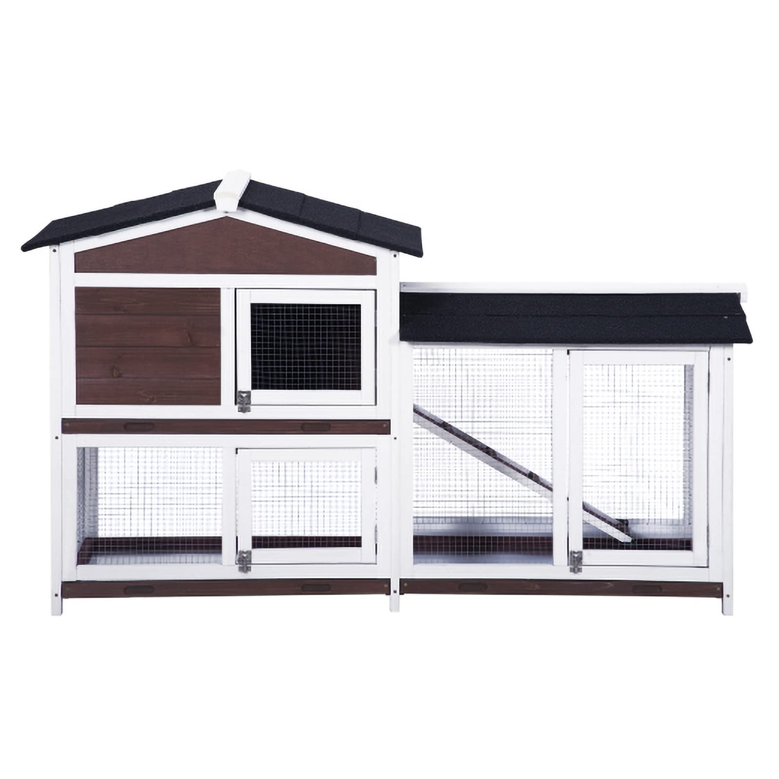 Premium 2-Story Natural Wooden Chicken Coop & Rabbit Cage - Outdoor Guinea Pig Enclosure with Removable Tray, Waterproof Roof & Activity Area - Ideal for Backyard Poultry, Small Pets & Cat Enclosures (Brown) - Perfect for Farm, Garden & Pet Play Areas