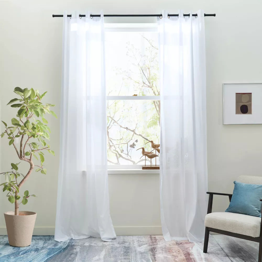 Minimalist Sheer Square Window Curtains for Privacy - Light Filtering Modern Home Decor for Living Room & Bedroom