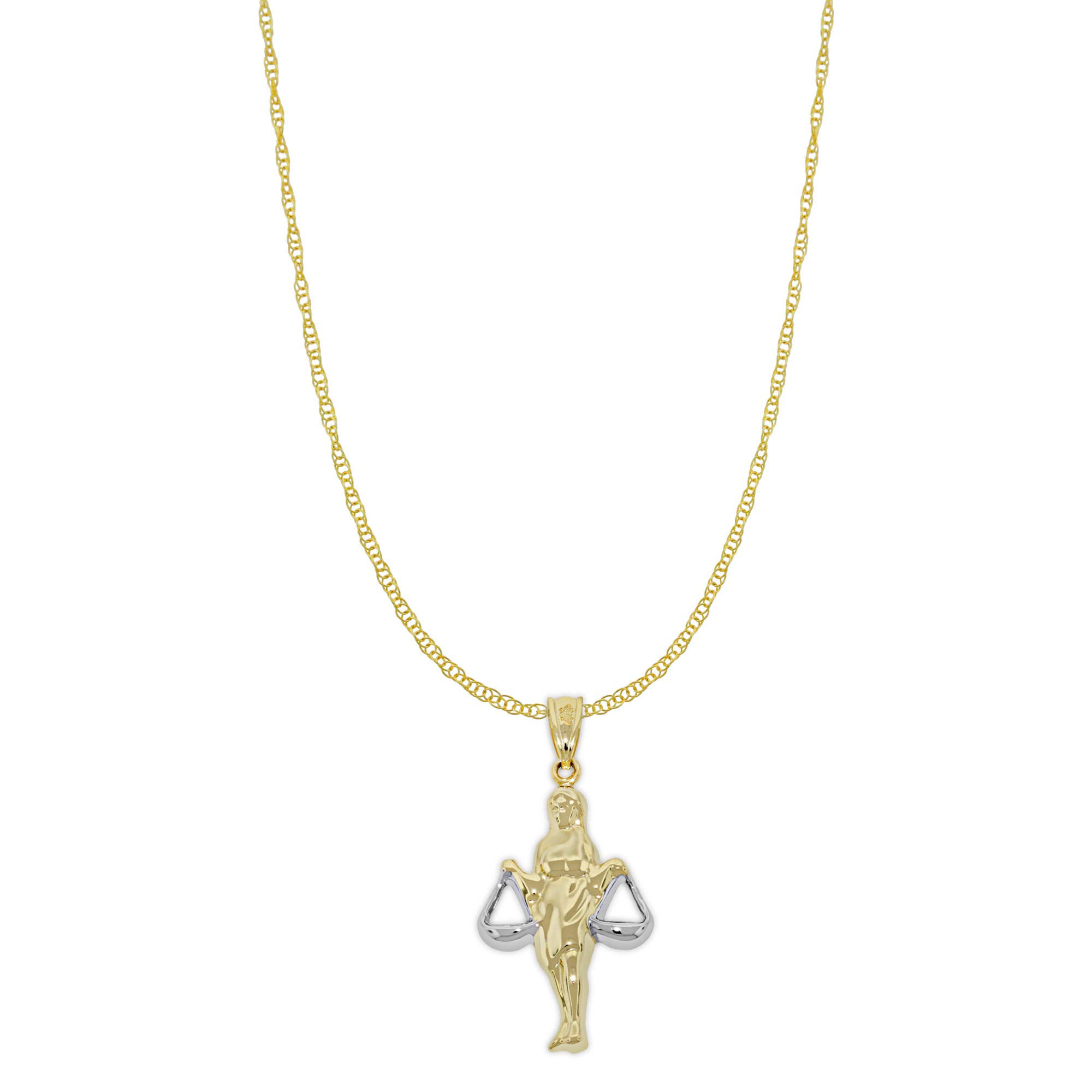 10K Gold Libra Zodiac Charm Pendant - Double Sided Horoscope Jewelry with Optional Matching Chain - Perfect for Birthdays, Gifts & Astrology Lovers
