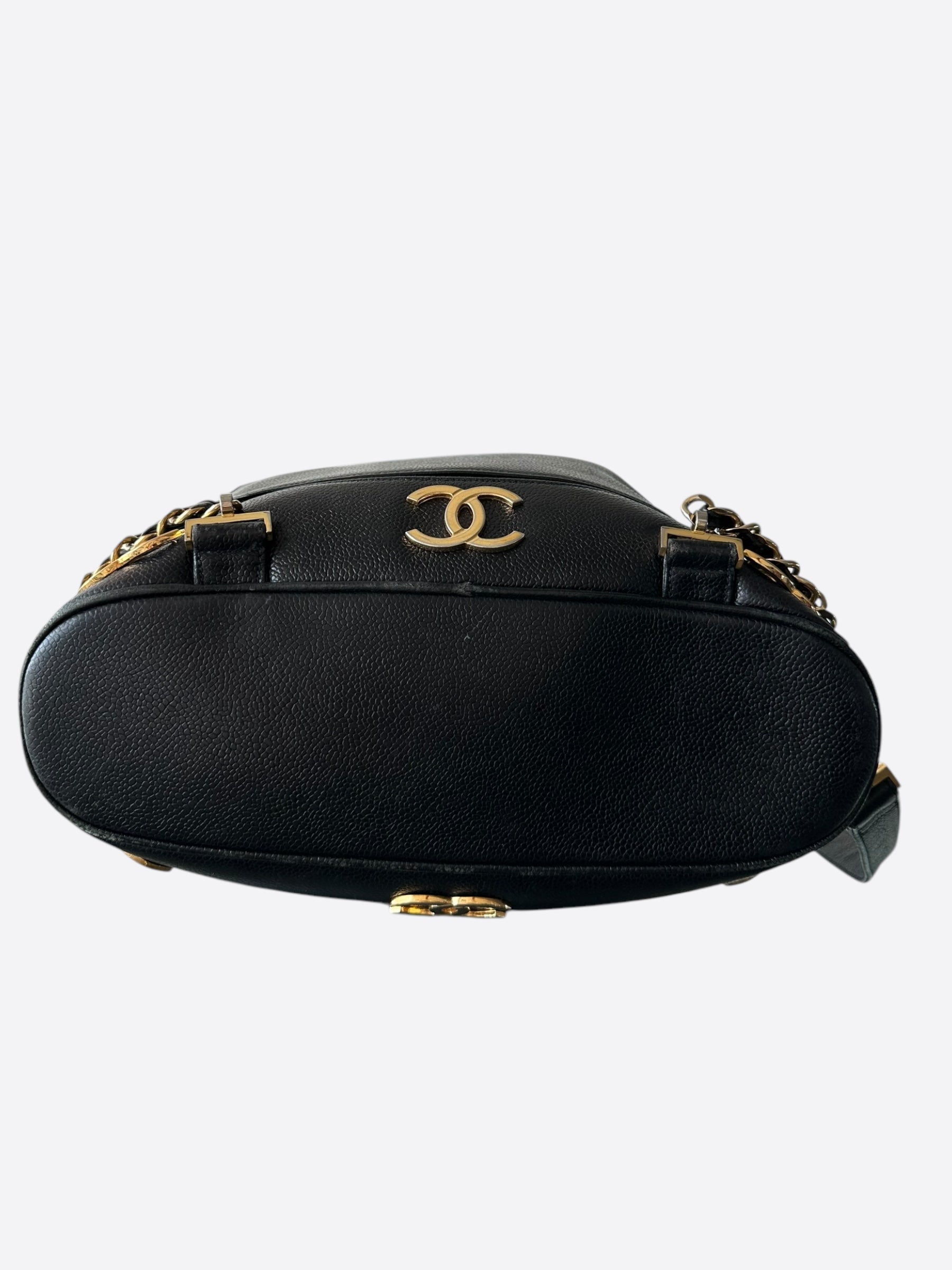 Chanel Black & Gold CC Logo Mini Backpack - Luxury Designer Crossbody Bag for Women | Perfect for Evening Parties, Travel & Fashion Accessories