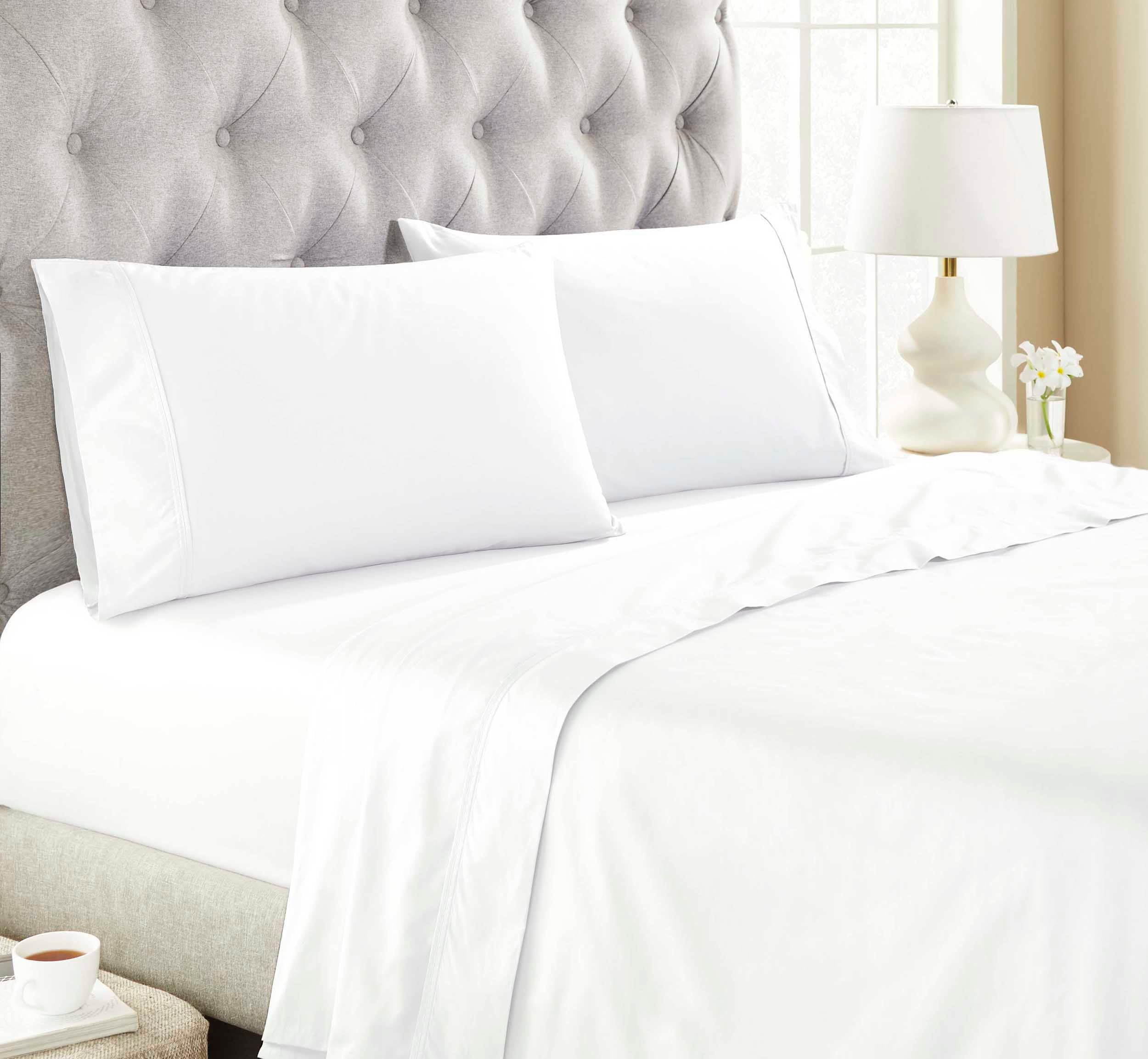 Premium Organic Cotton 300 Thread Count Percale Sheet Set - Extra Deep Pocket Fitted Sheet for 18