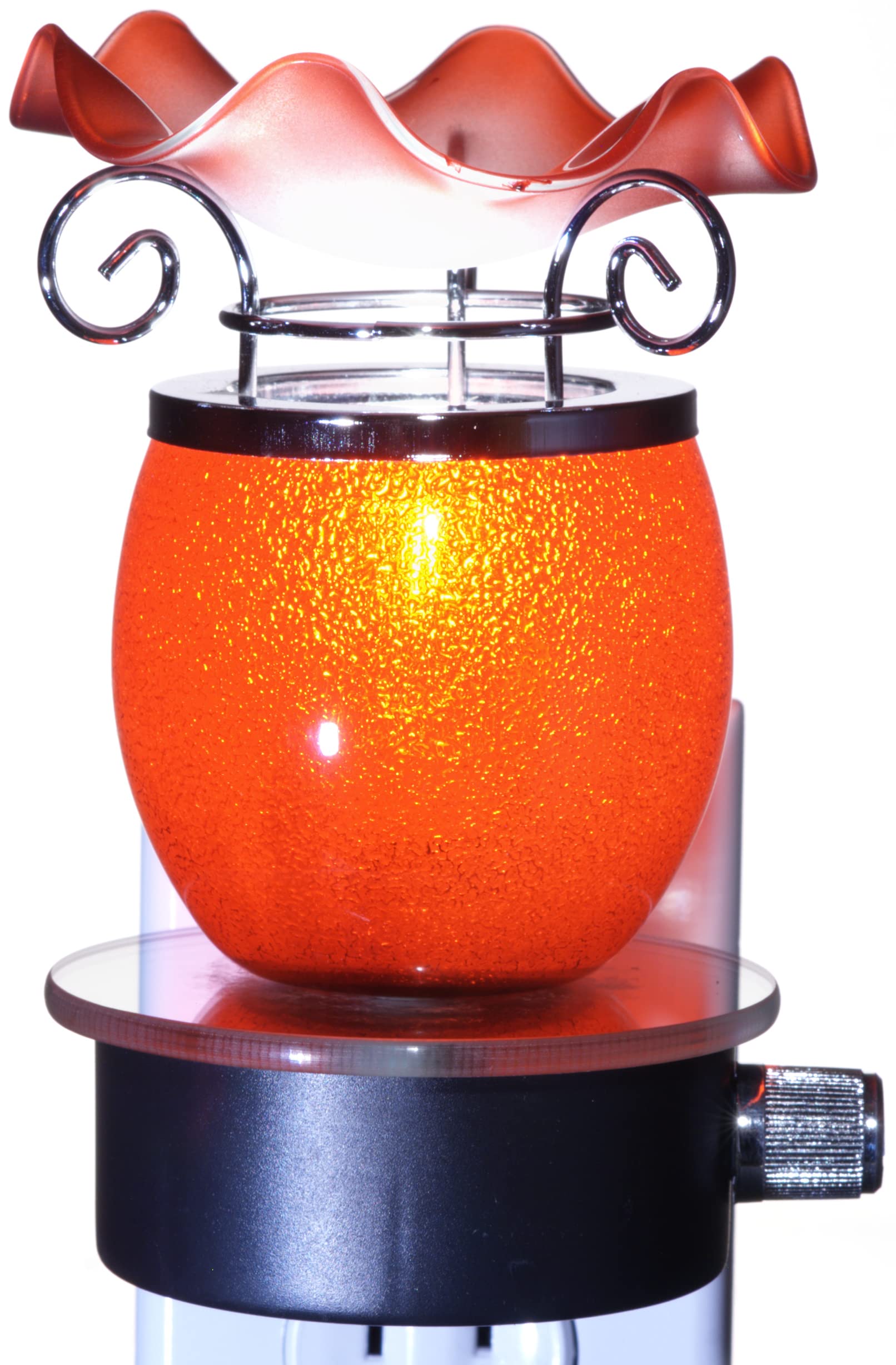 TVaromatics Red Glass Plug-in Aroma Lamp Oil Warmer - Essential Oil Diffuser for Home, Office & Spa | Creates Relaxing Ambiance with Fragrant Scents