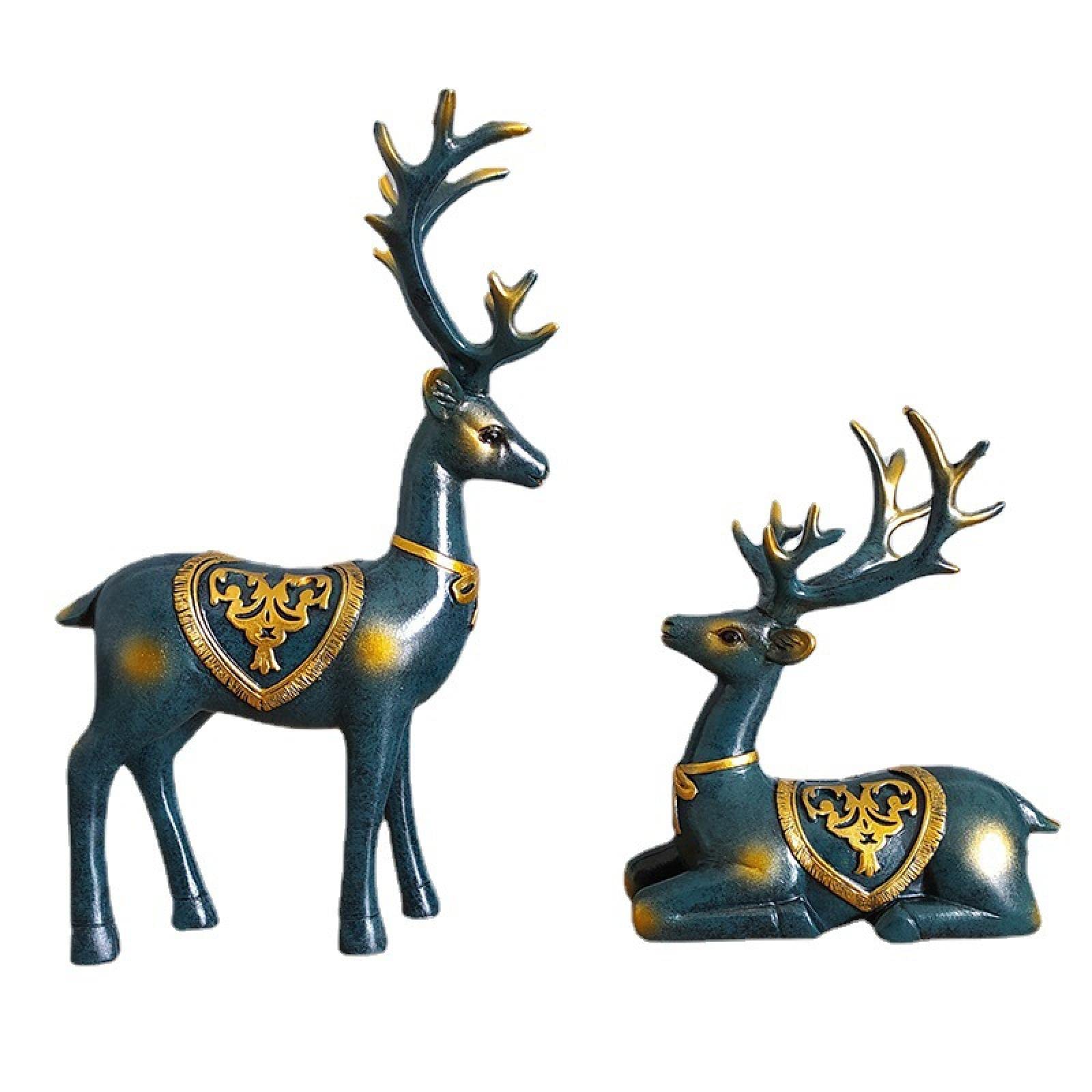 Lucky Deer Resin Desktop Sculpture - Handcrafted Reindeer Statue for Home & Office Decor, Housewarming Gift, Christmas Decoration - Perfect for Holiday Gifts, Desk Accessories, and Winter Themed Décor