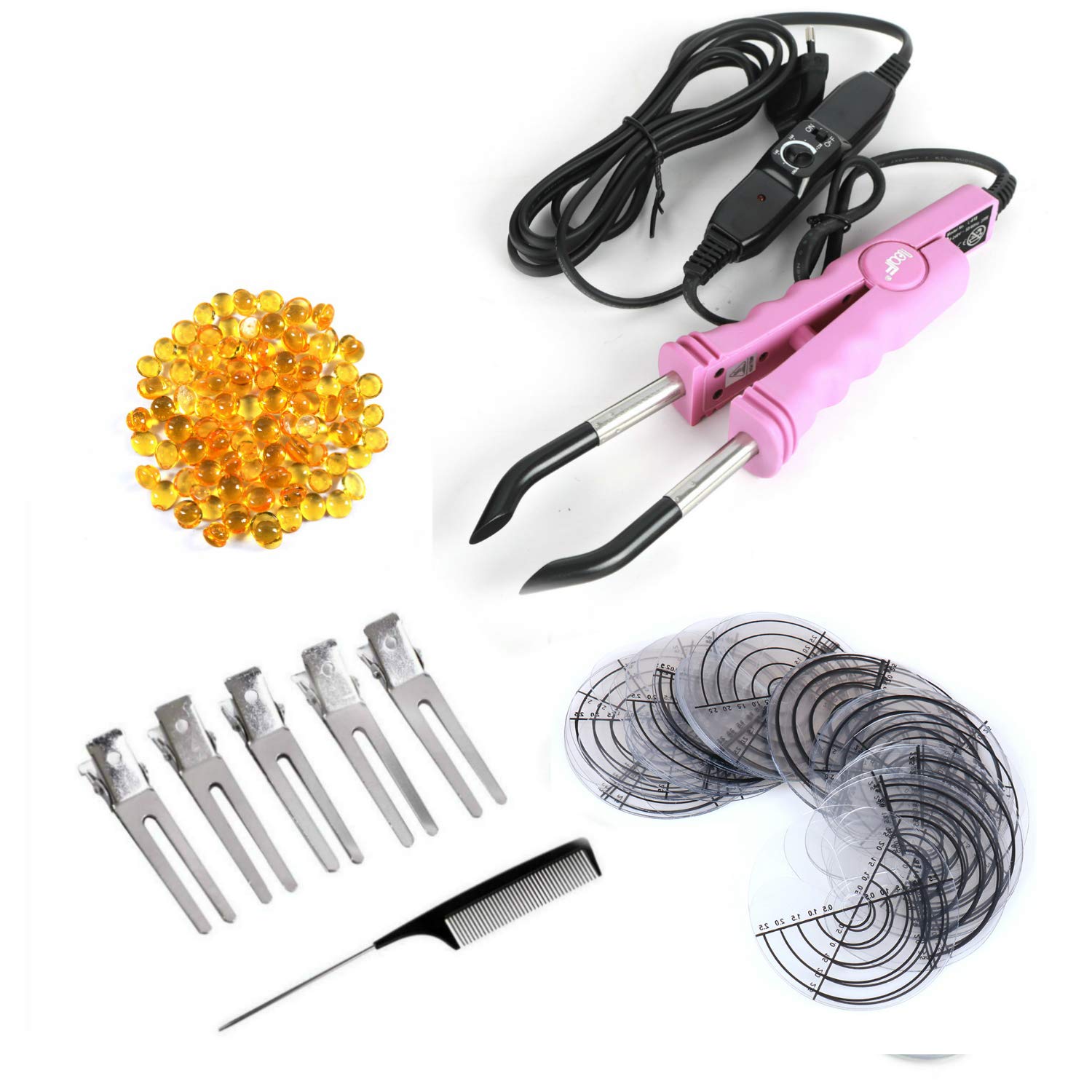 Professional Hair Extension Iron Keratin Bonding Tool - Adjustable Temperature Fusion Heat Connector for Seamless Extensions (Pink) | Perfect for Salon Stylists & DIY Hair Enthusiasts