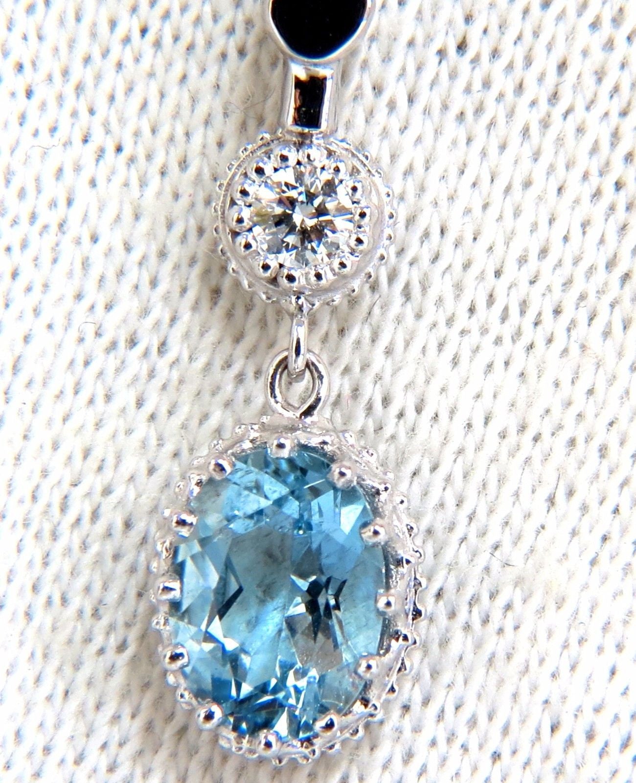 2.60ct Natural Aquamarine & Diamond Dangle Earrings in 14K Gold - Elegant Jewelry for Weddings, Parties & Special Occasions