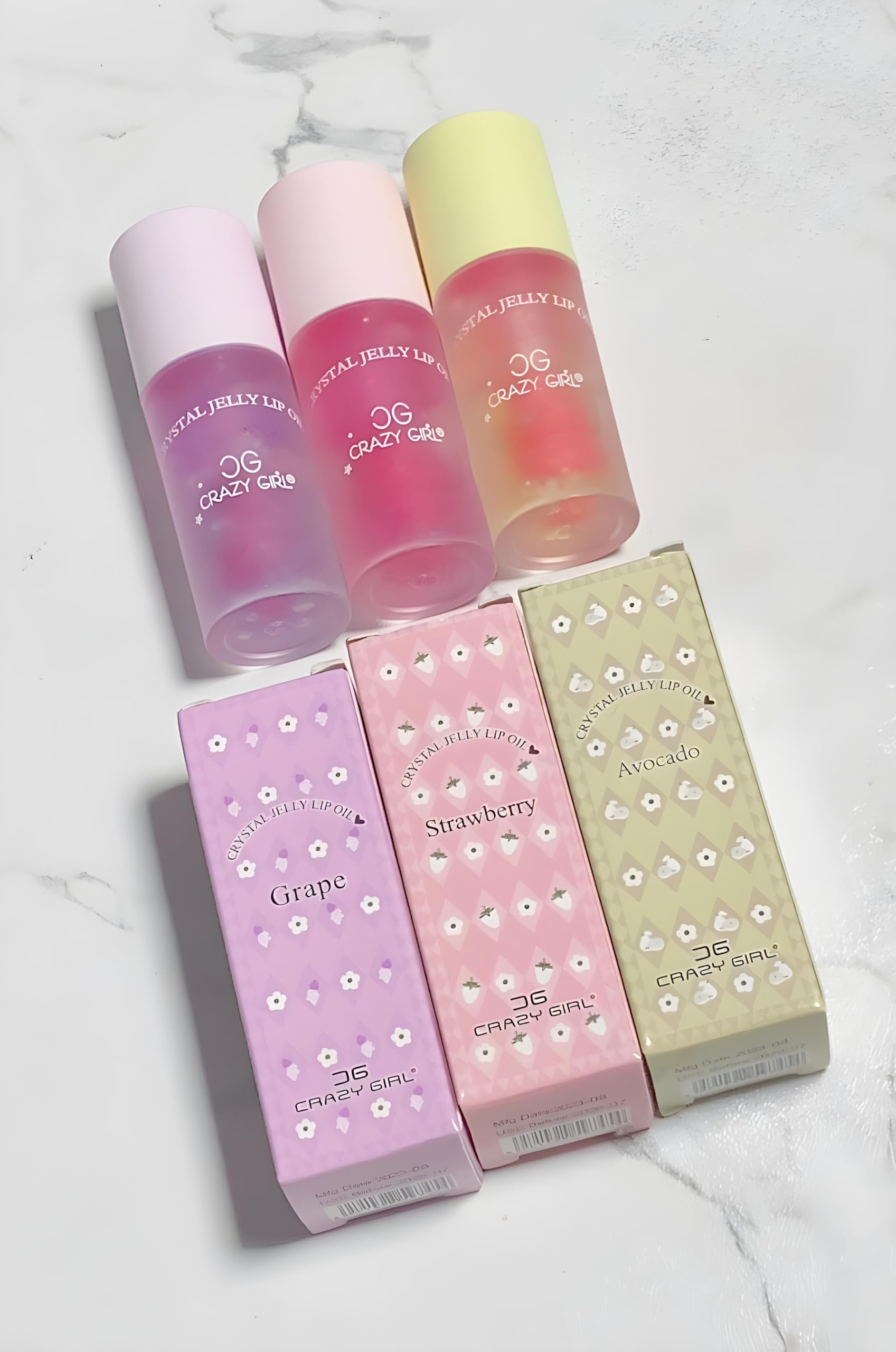Bajaj Beauty Shop Crazy Girl Crystal Jelly Lip Oil - Color Changing Lip & Cheek Tint, Hydrating Fruit-Based Lip Gloss, Moisturizing Natural Pink (Strawberry, 1 Pack) | Perfect for Daily Wear, Date Night & Makeup Looks
