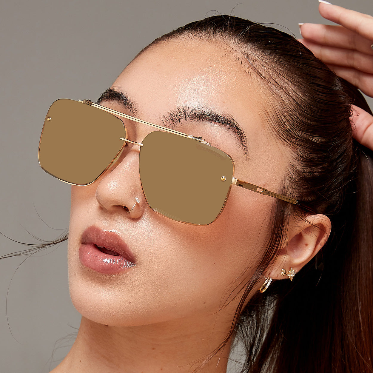 Bella Mirrored Bronze Aviator Sunglasses - Tangle-Free, Polarized, UV Protection for Men & Women - Perfect for Driving, Beach, and Outdoor Activities