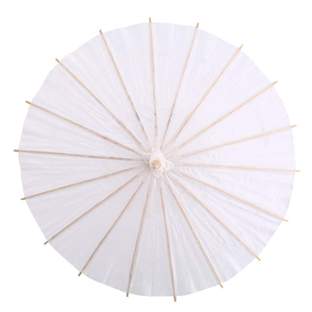 White Oil Paper Umbrella - Decorative Wedding Parasol for Bridal Party, Photo Props & Cosplay | Perfect for Outdoor Ceremonies, Asian-Themed Events & Photography Backdrops