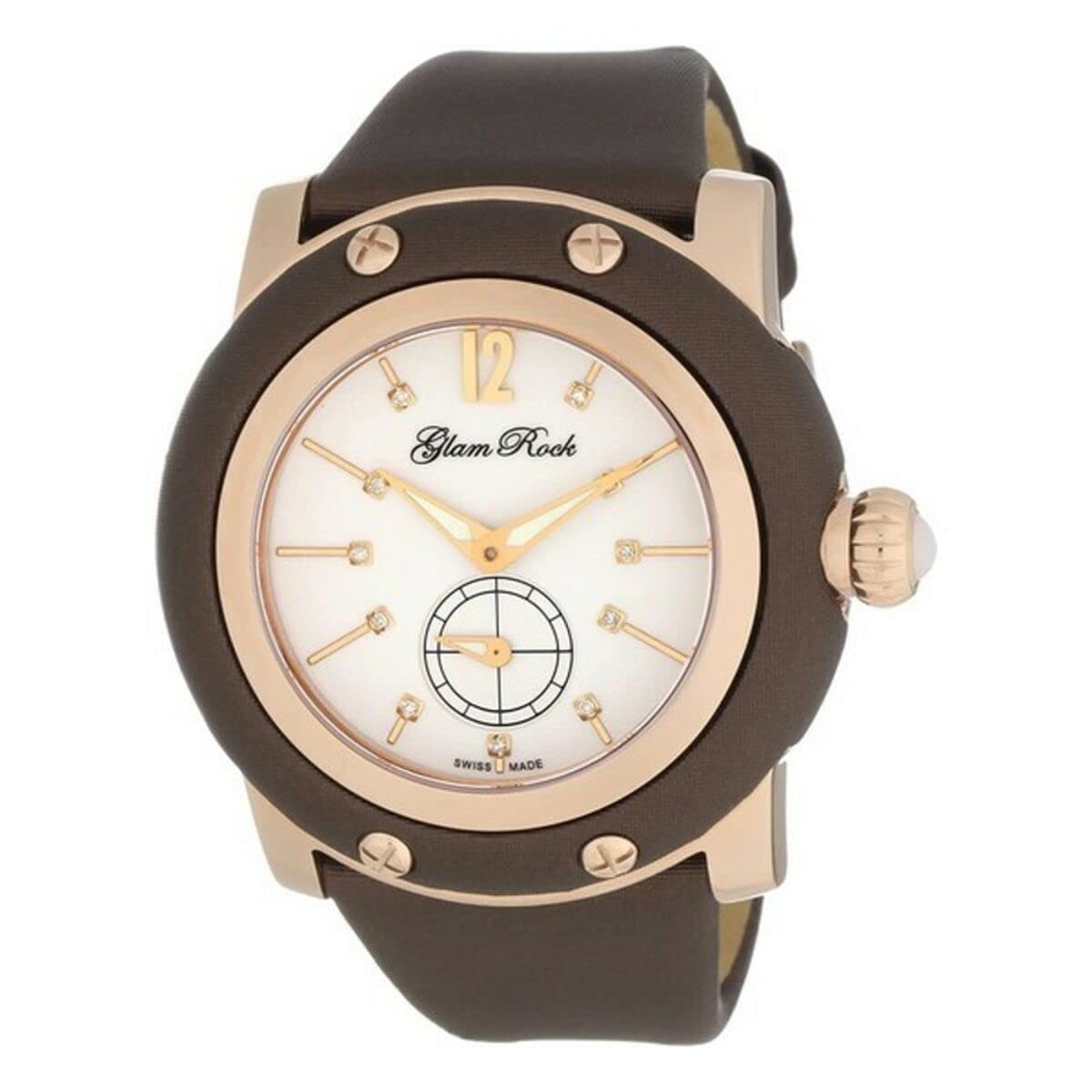 Glam Rock Women's Stainless Steel Watch - White & Brown Dial for Casual & Formal Wear | Perfect for Office, Parties & Everyday Fashion