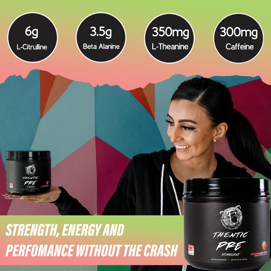 Premium Thentic Pre Workout Supplement for Energy & Focus - Boost Performance for Gym, Running & Fitness Training