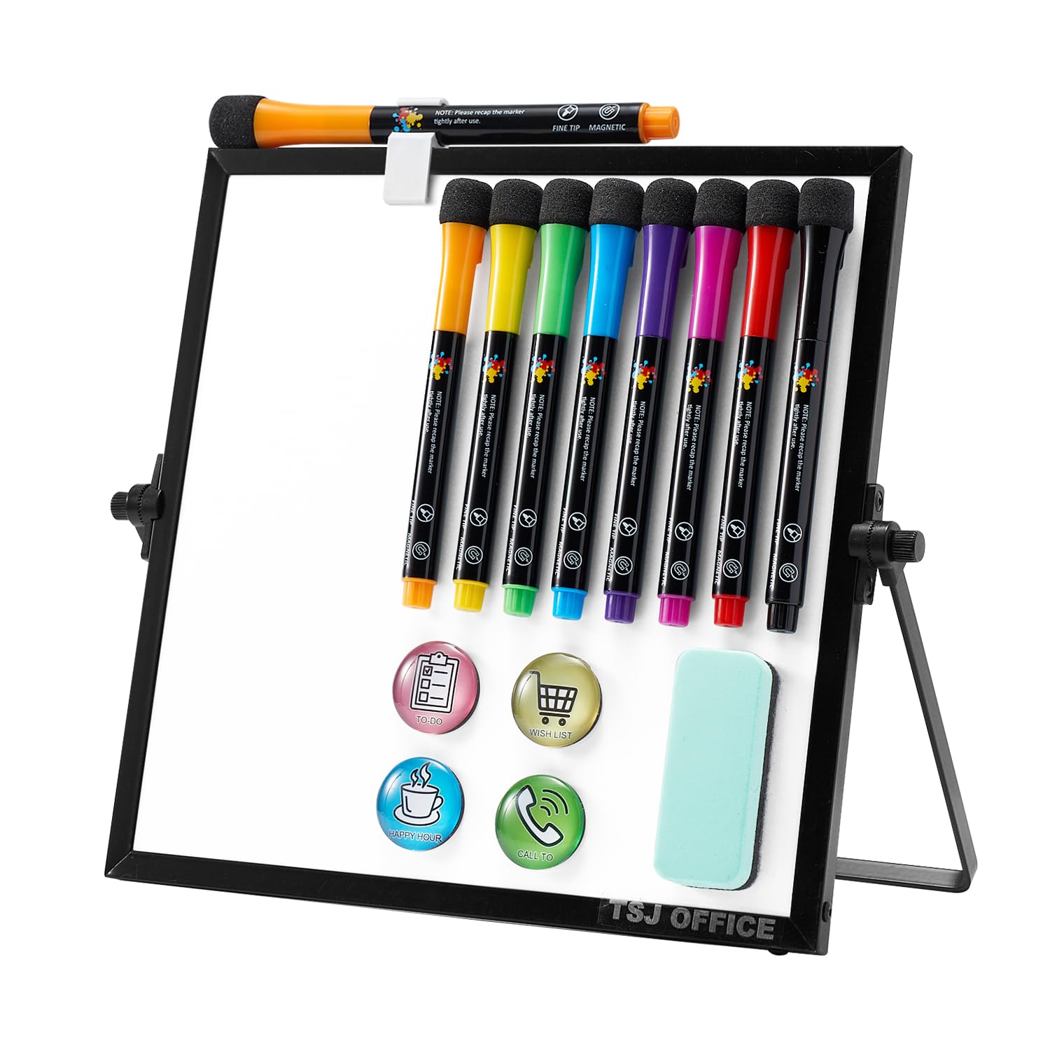 Double-Sided Magnetic Dry Erase Whiteboard - 10x10 Inch Portable Mini Desktop Whiteboard with Stand for Office, School & Home | Perfect for To-Do Lists, Notes & Planning | Ideal for Students, Professionals & Home Organization