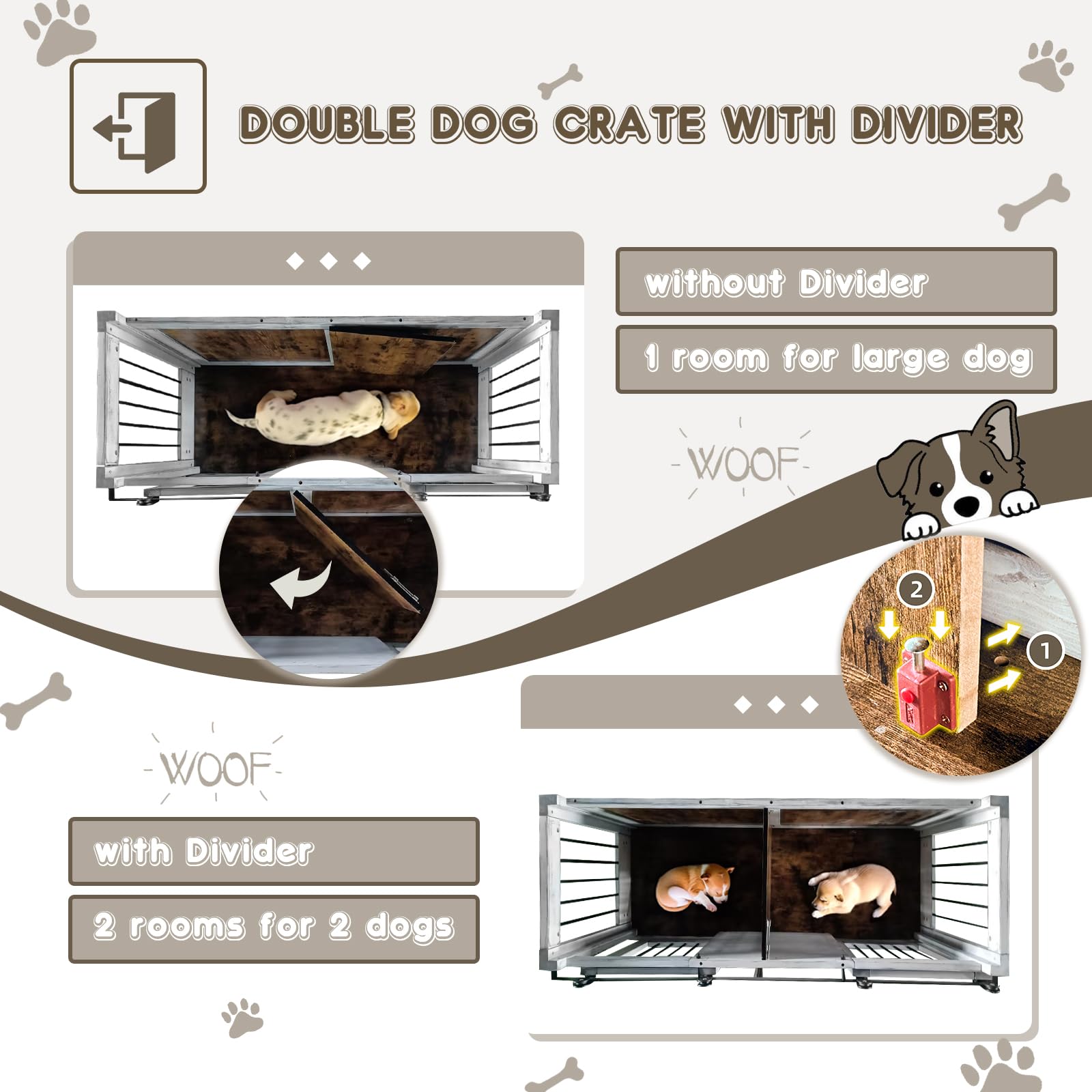 Erinnyees Solid Wood Dog Crate Furniture - 72.4