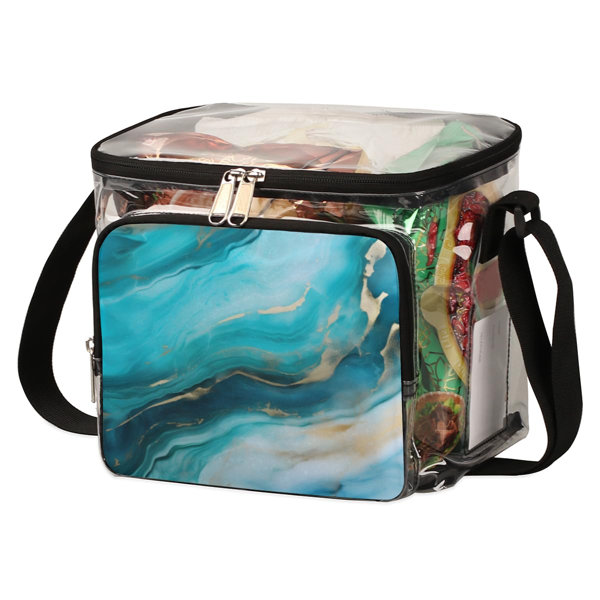 GzLeyigou Marble Pattern Clear Tote Bag with Handles - Liquid Texture Transparent Crossbody Shoulder Bag for Women - Perfect for Lunch, Outdoor Travel, Picnic, Concerts & Sports Events (Stadium Approved) - Multi-Use Fashion Accessory for Shopping, Beach & Daily Commute