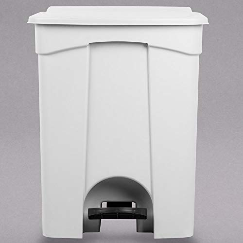 72 Qt. / 18 Gallon / 68 Liter White Rectangular Step-On Trash Can with Trash Bag - Heavy Duty Kitchen Garbage Bin, Recycling Waste Container for Home, Office, Restaurant & Outdoor Use