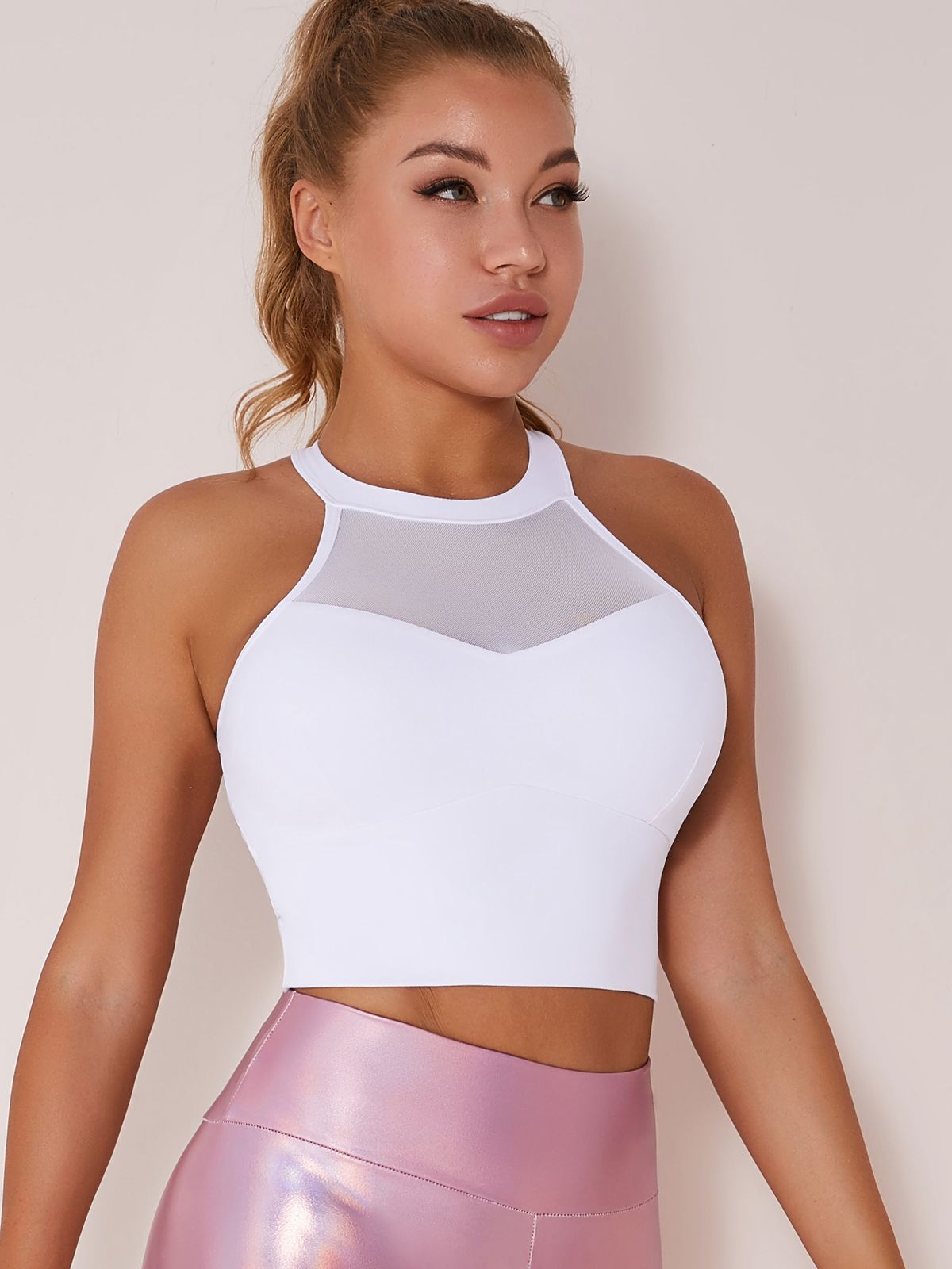 ZASUWA Women's Sexy Sports Bra Mesh Vest - Breathable Workout Top for Yoga, Running & Gym - Plus Size Activewear for Women