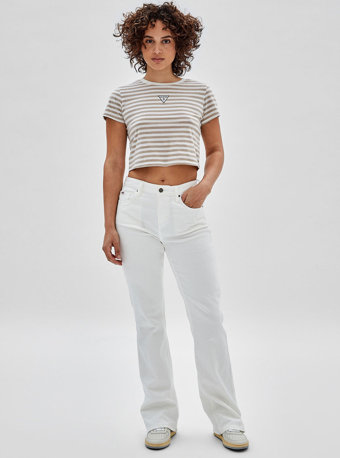 Guess Originals White Multi Clara Striped Baby T-Shirt - Soft Cotton Casual Outfit for Infants & Toddlers - Perfect for Playdates, Family Photos & Everyday Wear