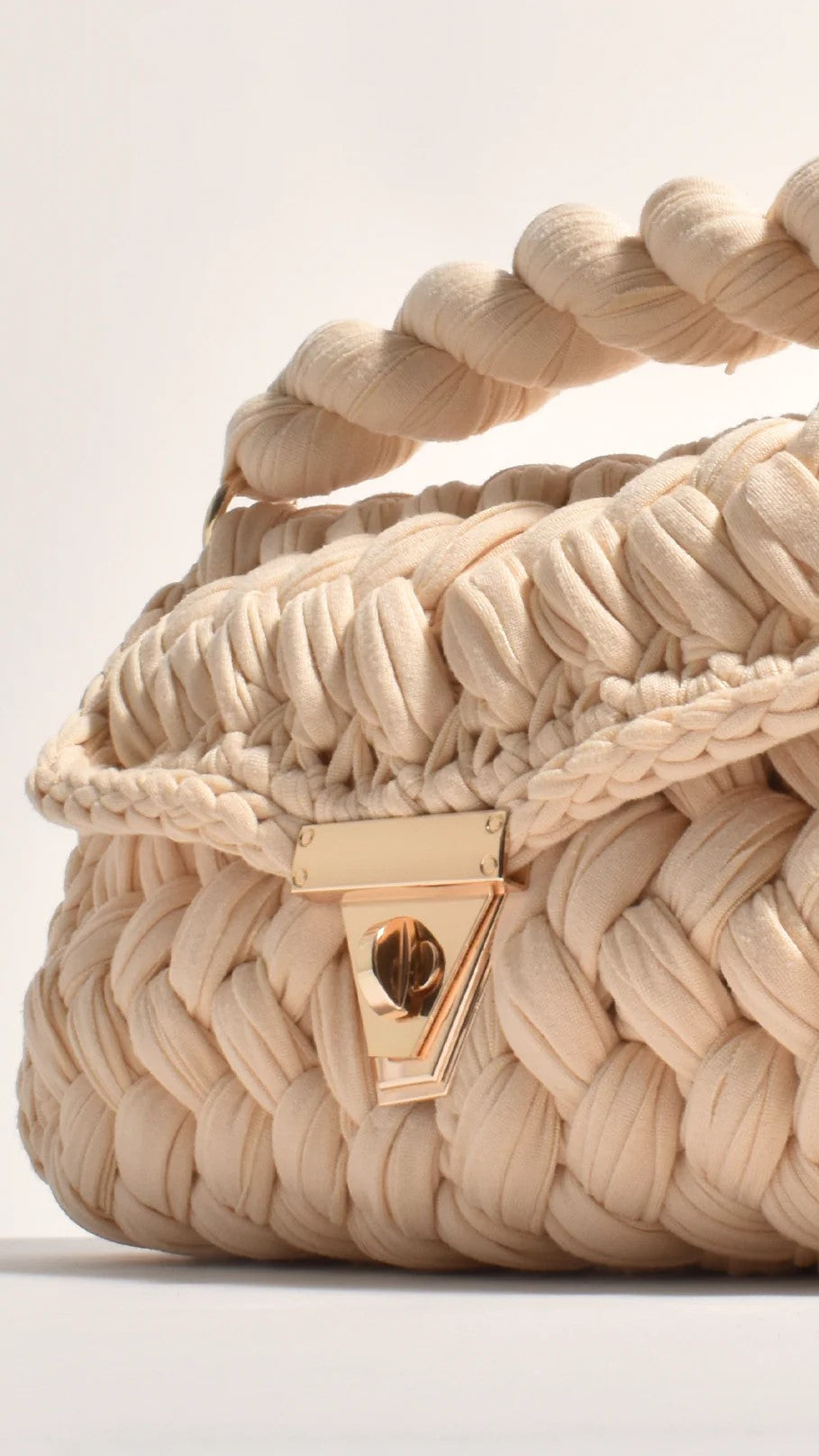 Annabel Chunky Plaited Handbag for Women - Stylish Cream Crossbody Purse with Adjustable Strap, Perfect for Work, Travel and Everyday Use