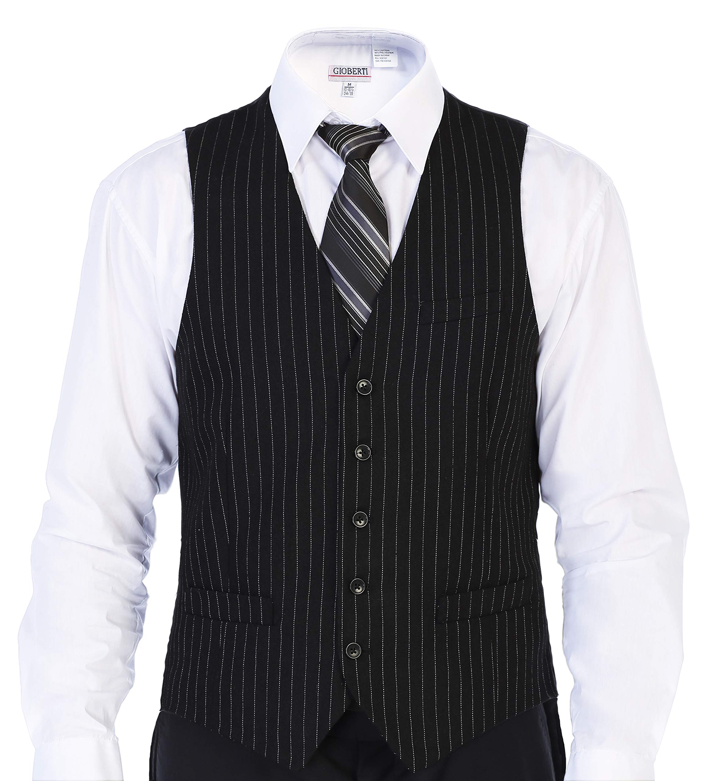 Gioberti Men's 5-Button Wool Blend Tweed Pinstripe Formal Vest | Slim Fit Waistcoat for Weddings, Business & Office Wear
