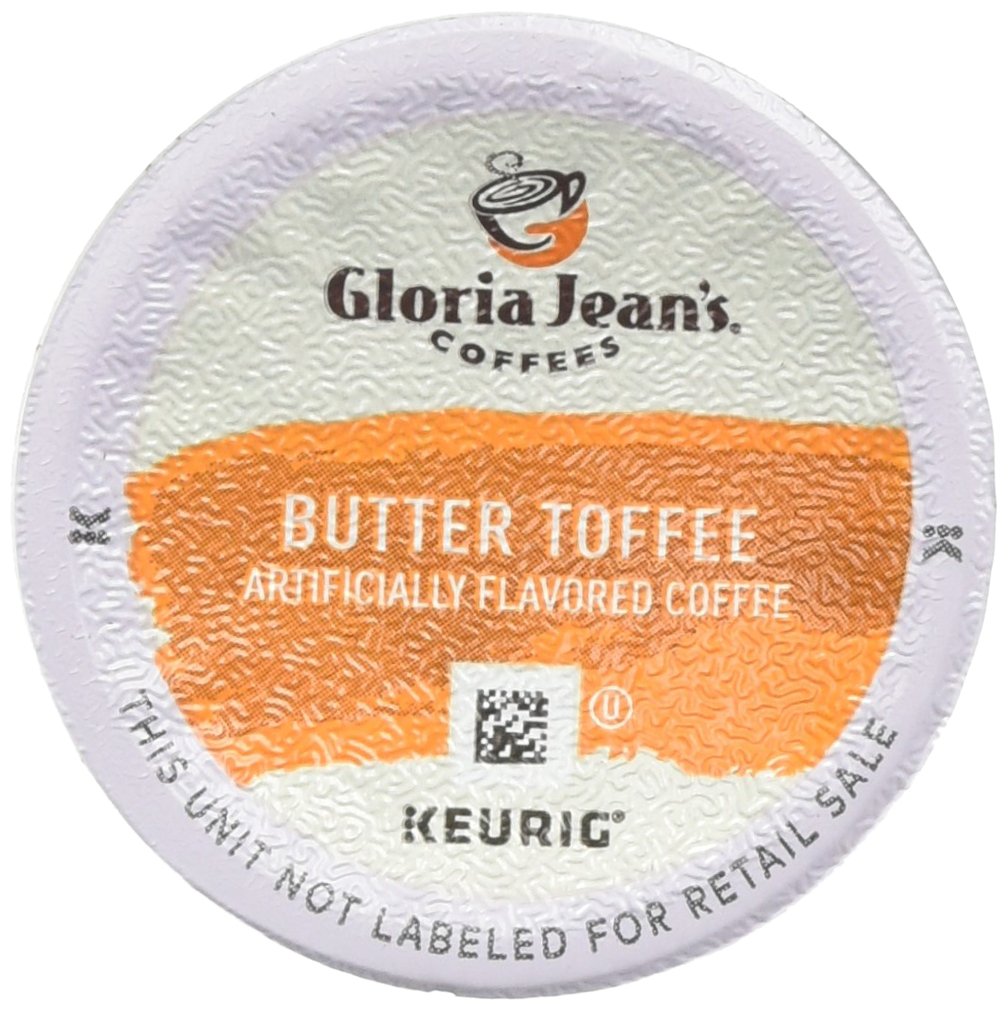 Gloria Jean's Butter Toffee Coffee K-Cups for Keurig Brewers - 24 Count (Pack of 2, 48 Total) | Sweet Caramel Flavored Coffee Pods | Perfect for Office, Home & Morning Brew