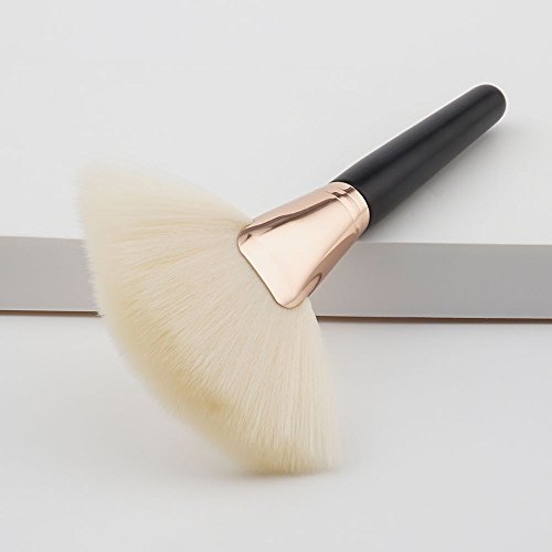 Professional Large Fan Hair Brush for Foundation & Powder Makeup - Soft Goat Hair Cosmetic Brush for Flawless Face Application - Perfect for Airbrush, Contouring & Professional Makeup Artists